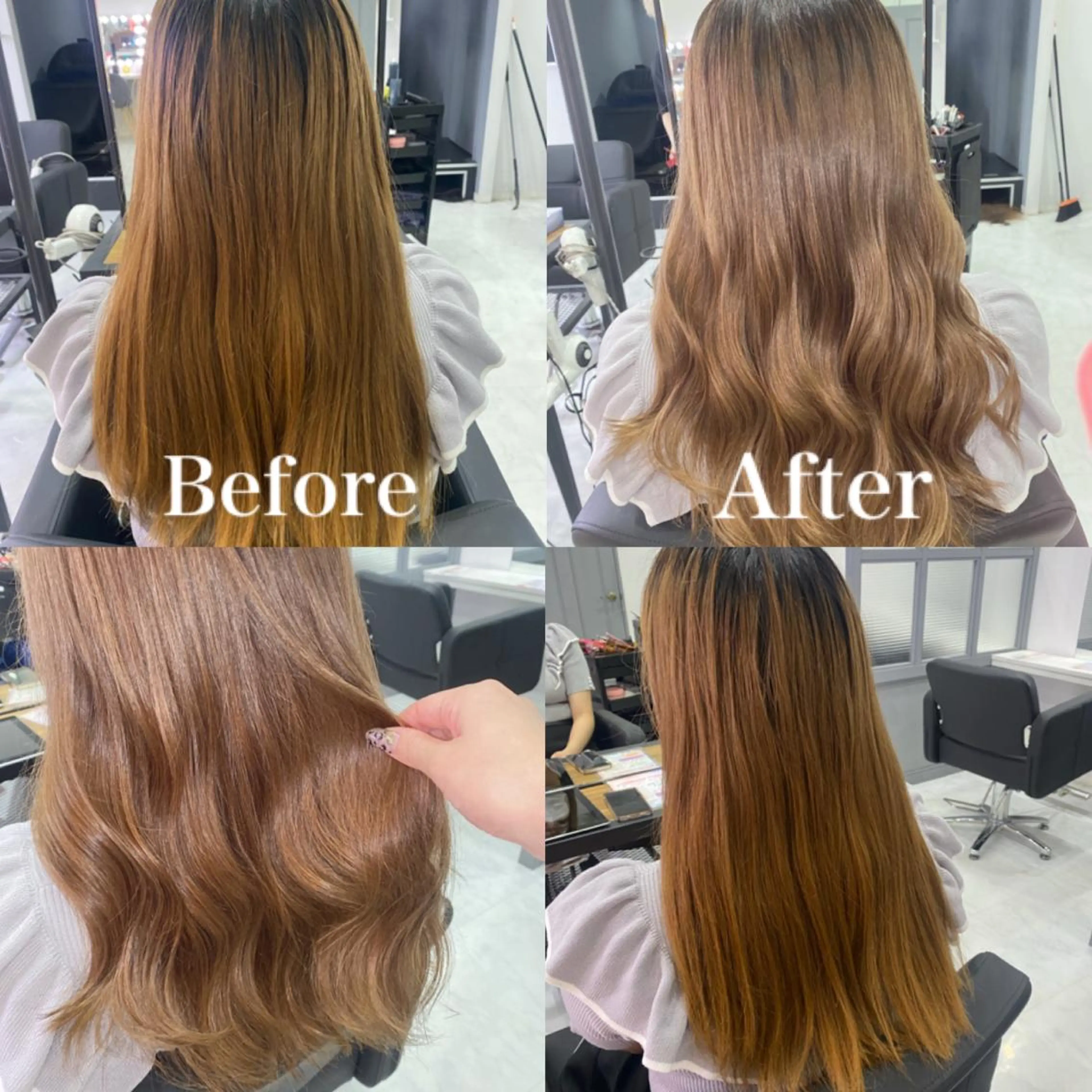 ロング カラー ベージュカラー ブリーチ カット ヘアカラー 髪質改善×矯正🫧 韓国ヘアasamiのヘアスタイル