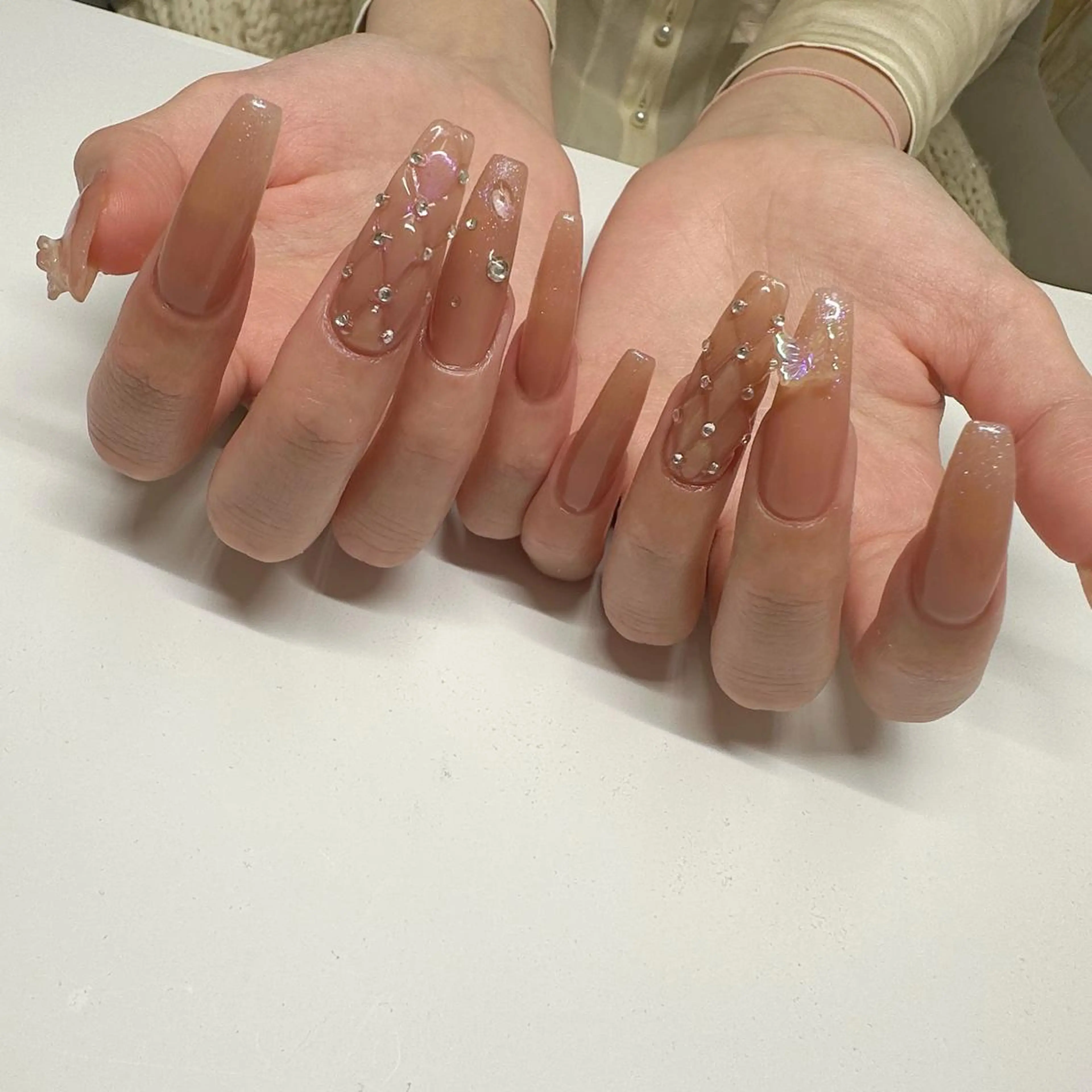 ネイル ロングネイル スーパーロングネイル ワンホンネイル Faire MIKIのネイルデザイン