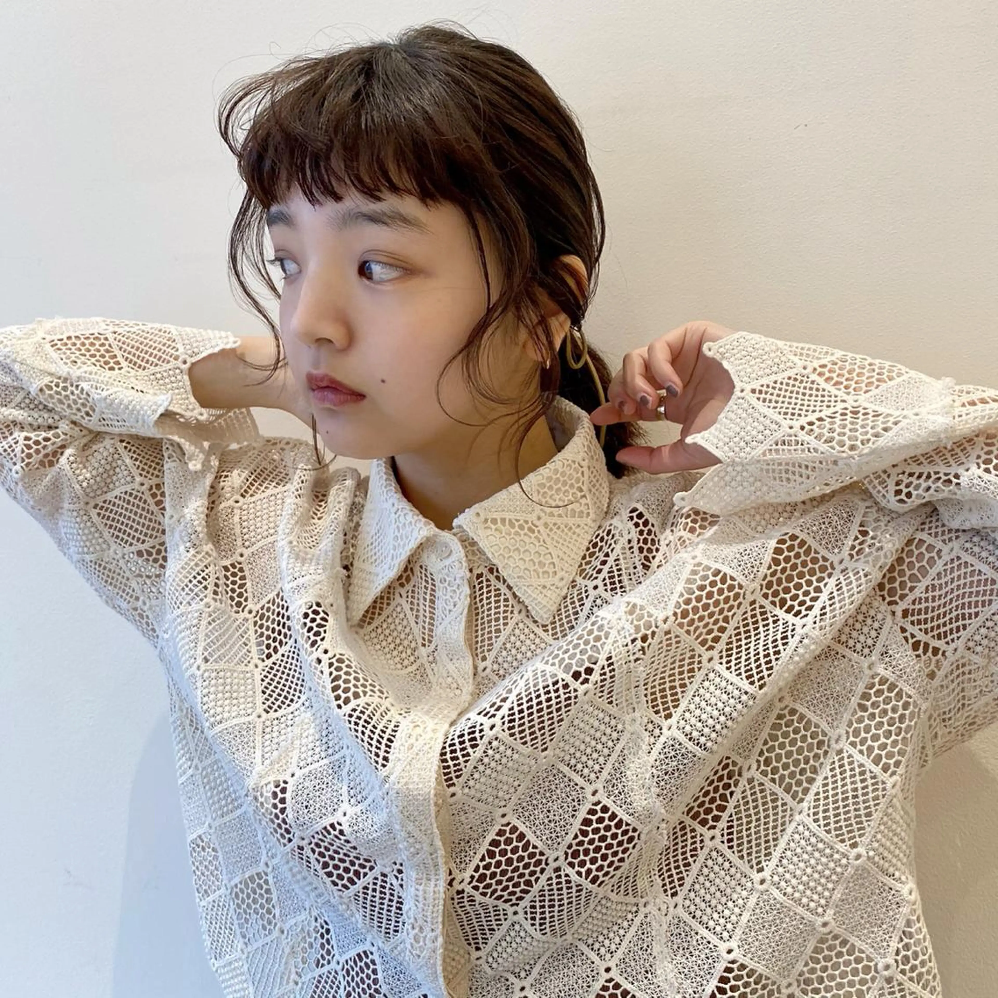 ヘアセット プレイングカラー🤍 細めハイライトのヘアスタイル