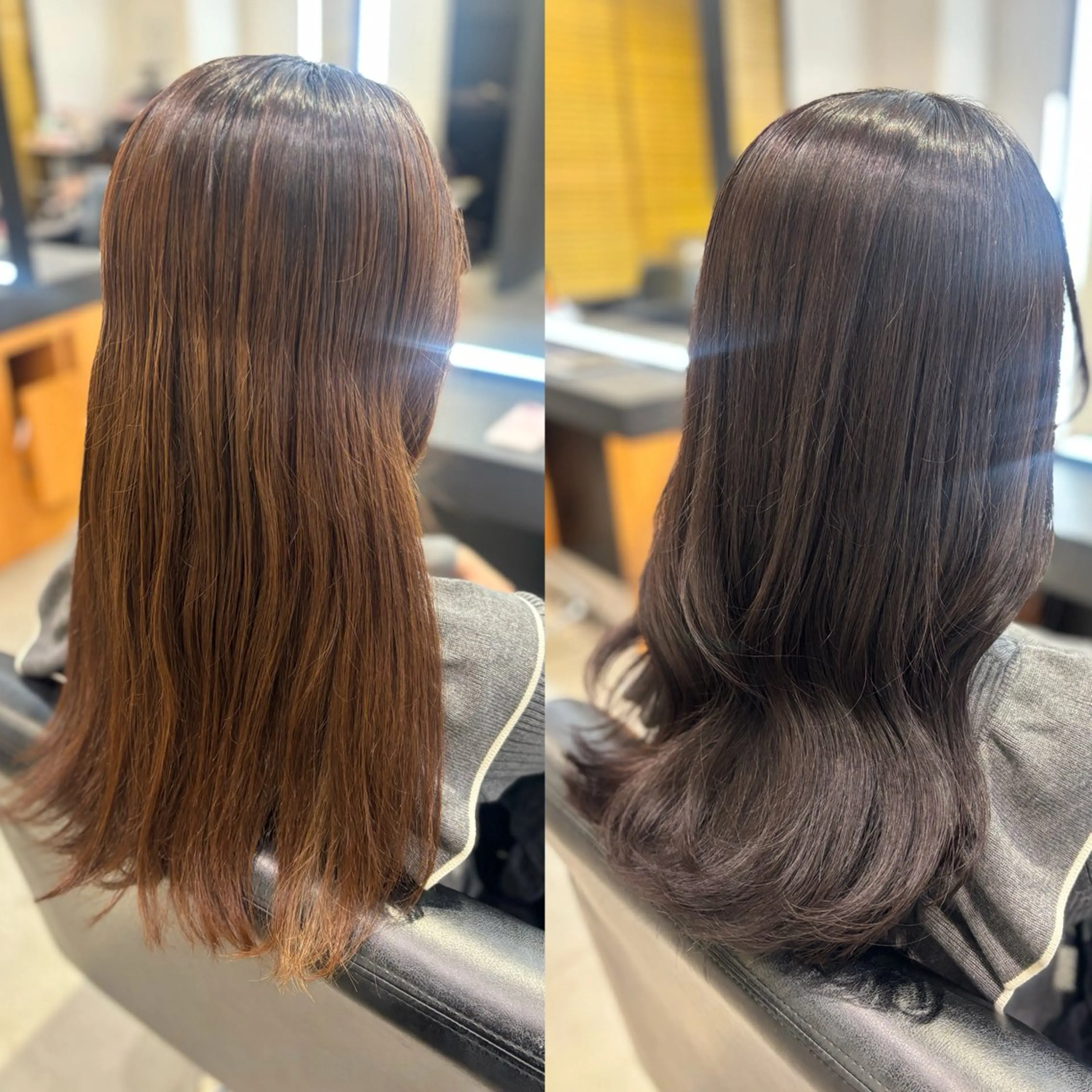ロング カラー アッシュ 透明感カラー ラベンダーカラー ラベンダーアッシュ カット ヘアカラー トリートメント RABU（ému） 伏見/髪質改善のヘアスタイル