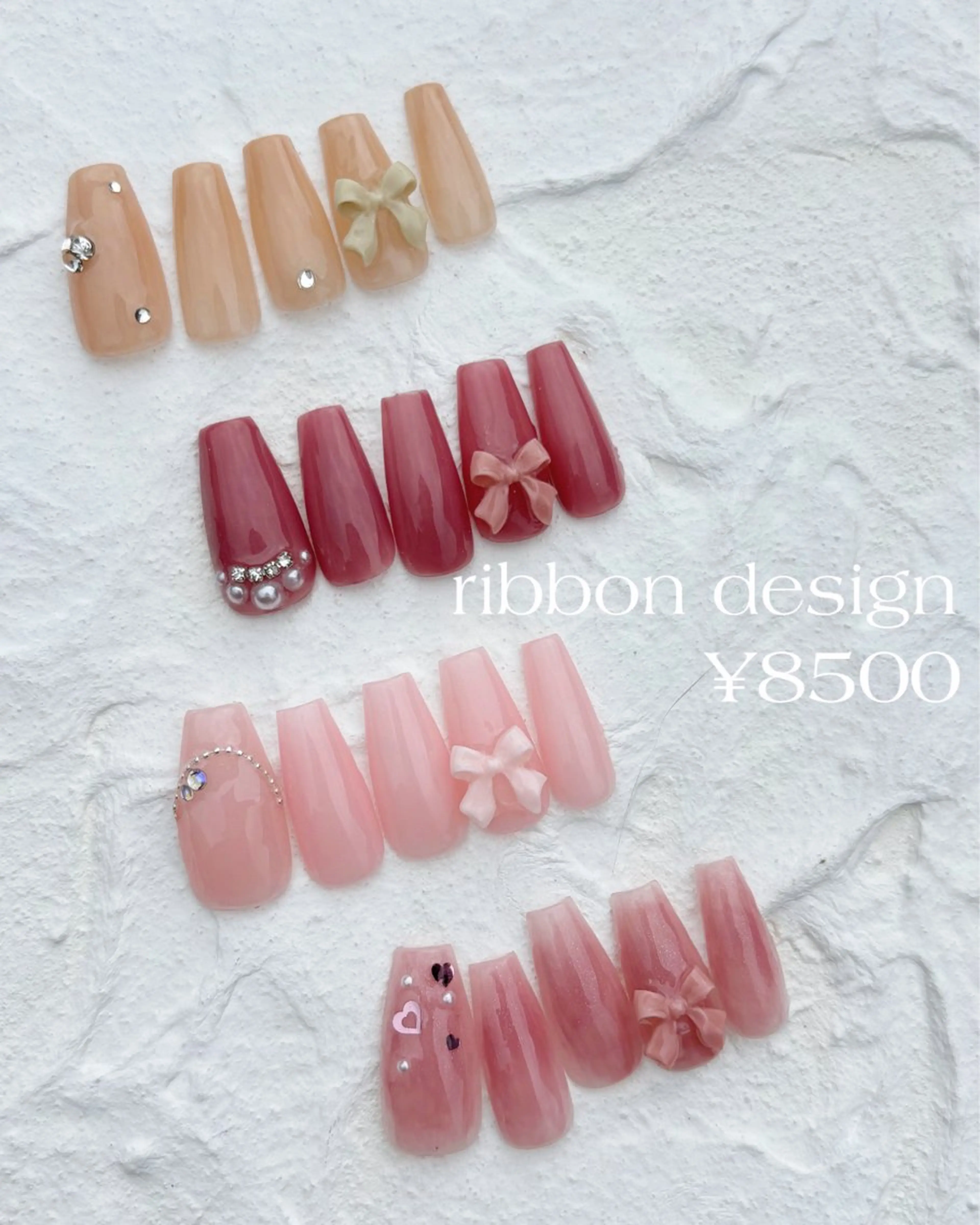 ネイル ピンク リボン ワンホンネイル happiness nailのネイルデザイン