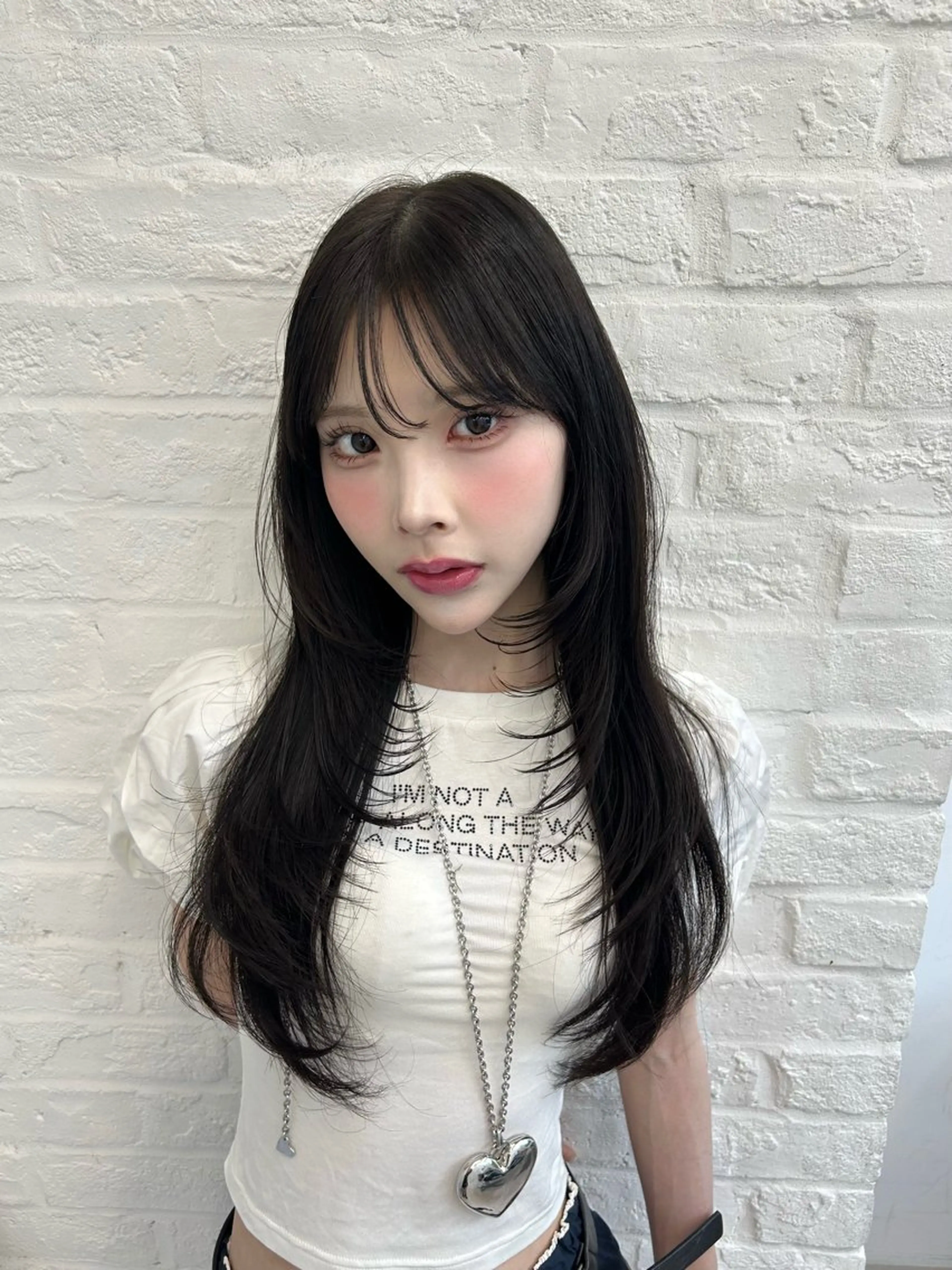 ロング ハイレイヤー 韓国風ヘア レイヤーカット カット ヘアカラー トリートメント 韓国ヘア/顔周り ヘアセット/加藤優里のヘアスタイル