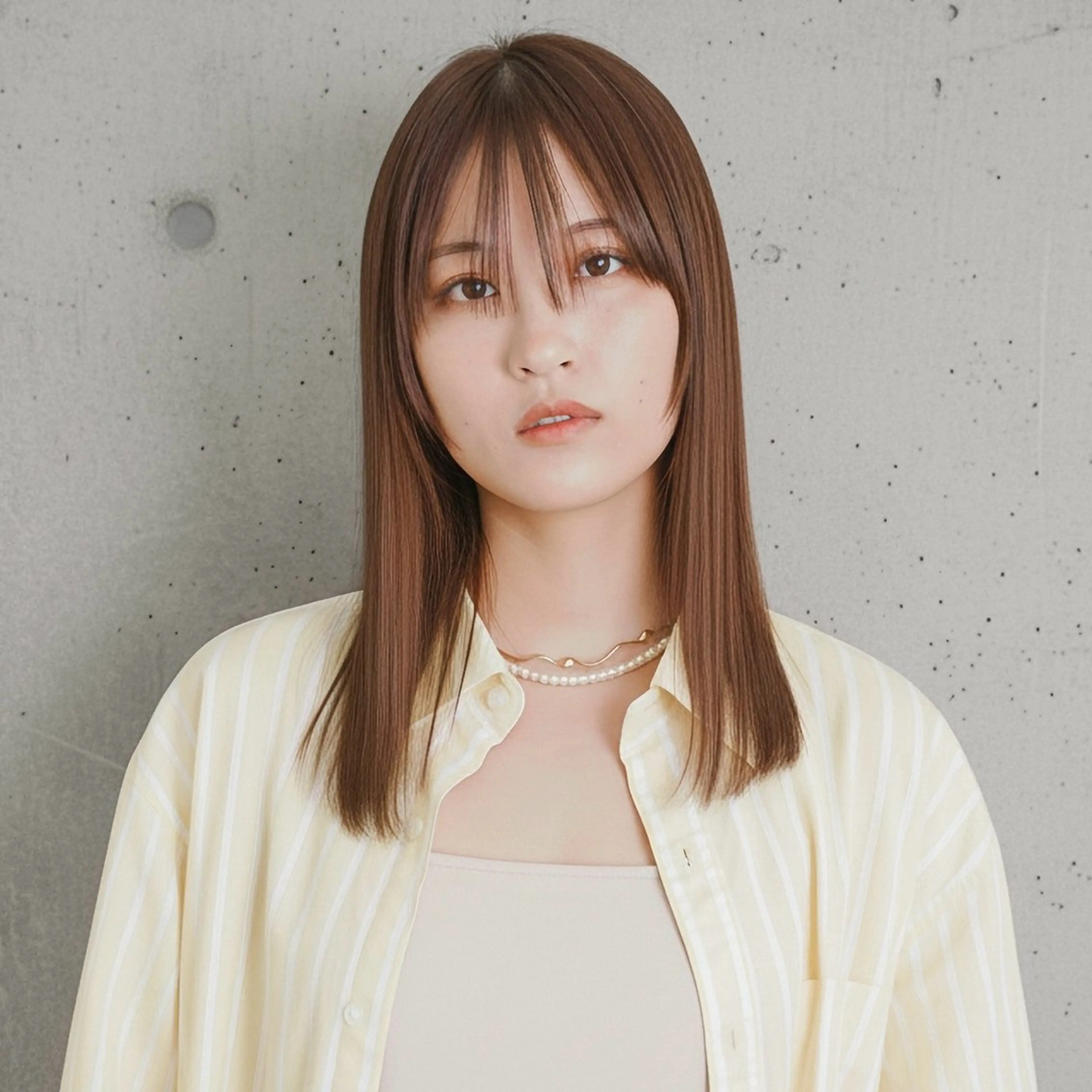 セミロング カット ヘアカラー レイヤー/髪質 改善/岡田遥希のヘアスタイル