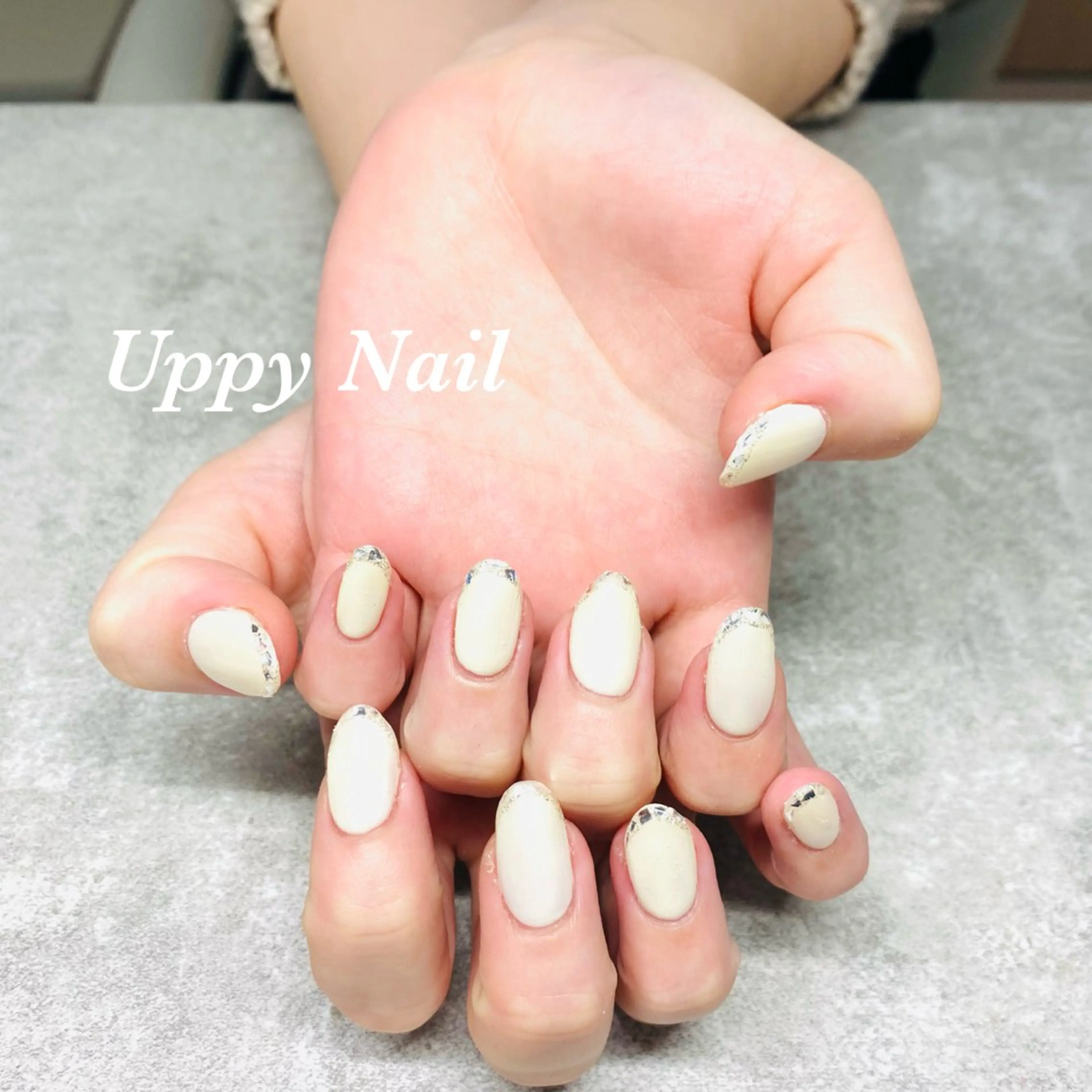 ネイル フレンチネイル ガラスフレンチ ハンドネイル Uppy Nail ukyoのネイルデザイン