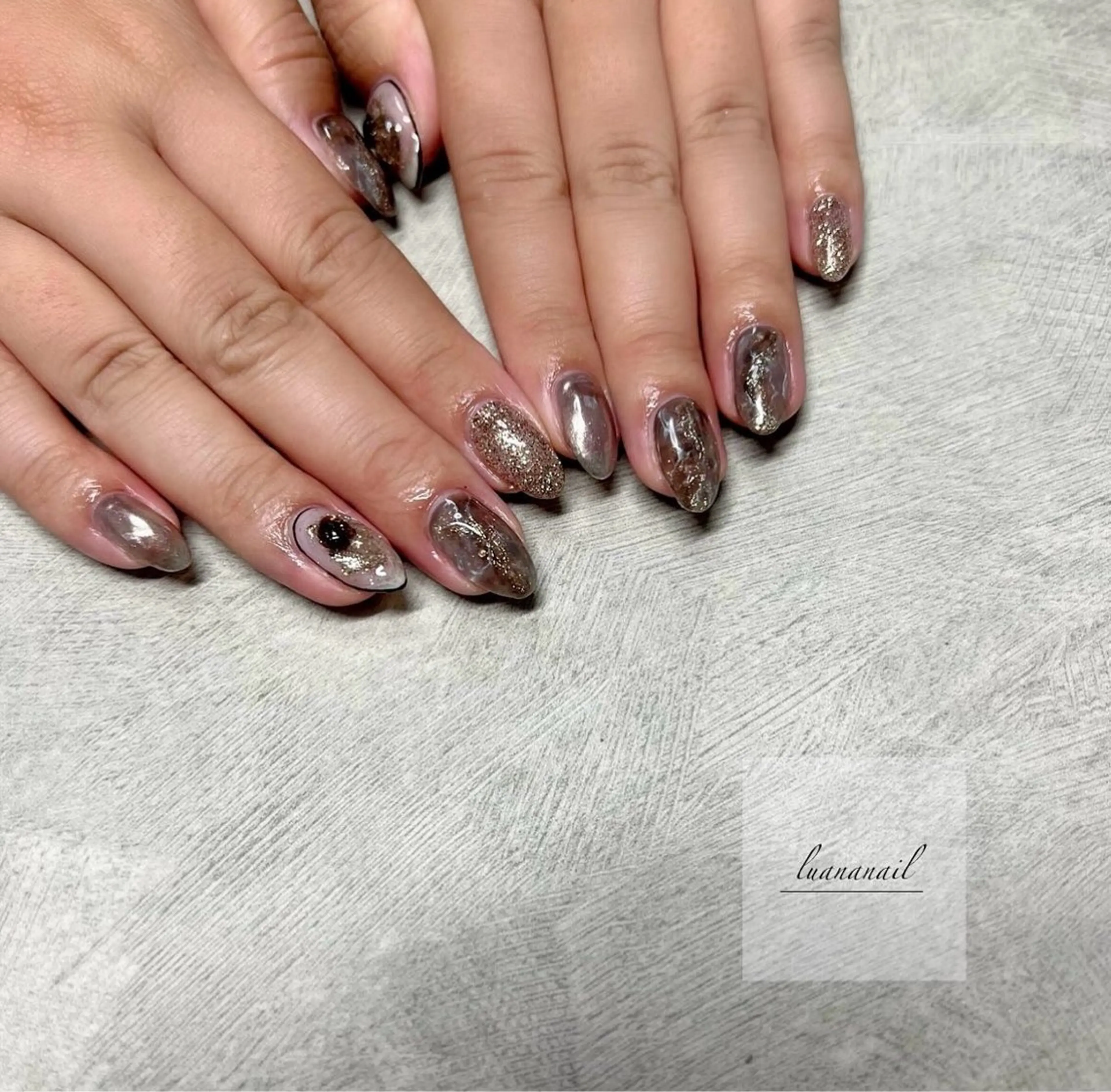 ネイル ブラウン ハンドネイル luana nailのネイルデザイン