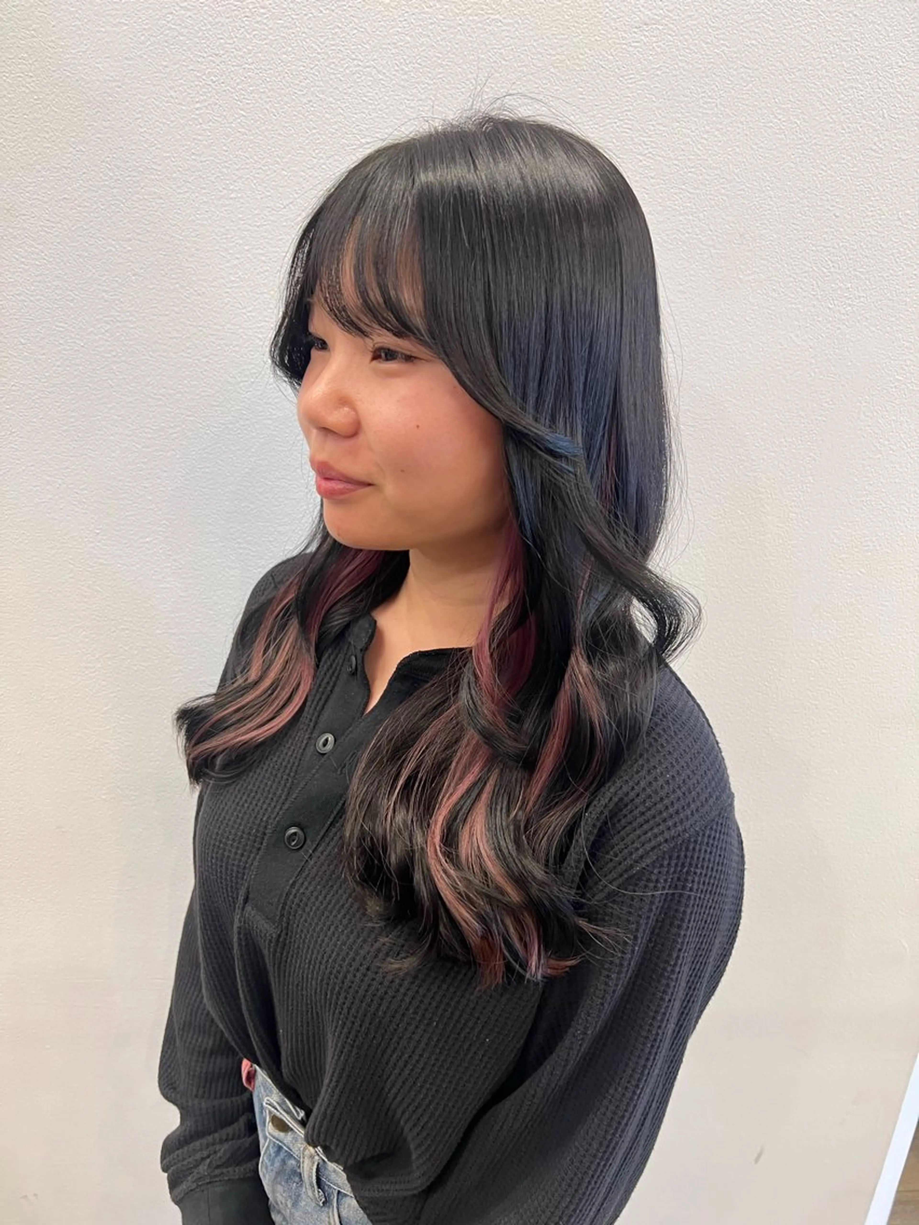 ロング カラー イヤリングカラー ヘアカラー トリートメント 宮田 かやののヘアスタイル