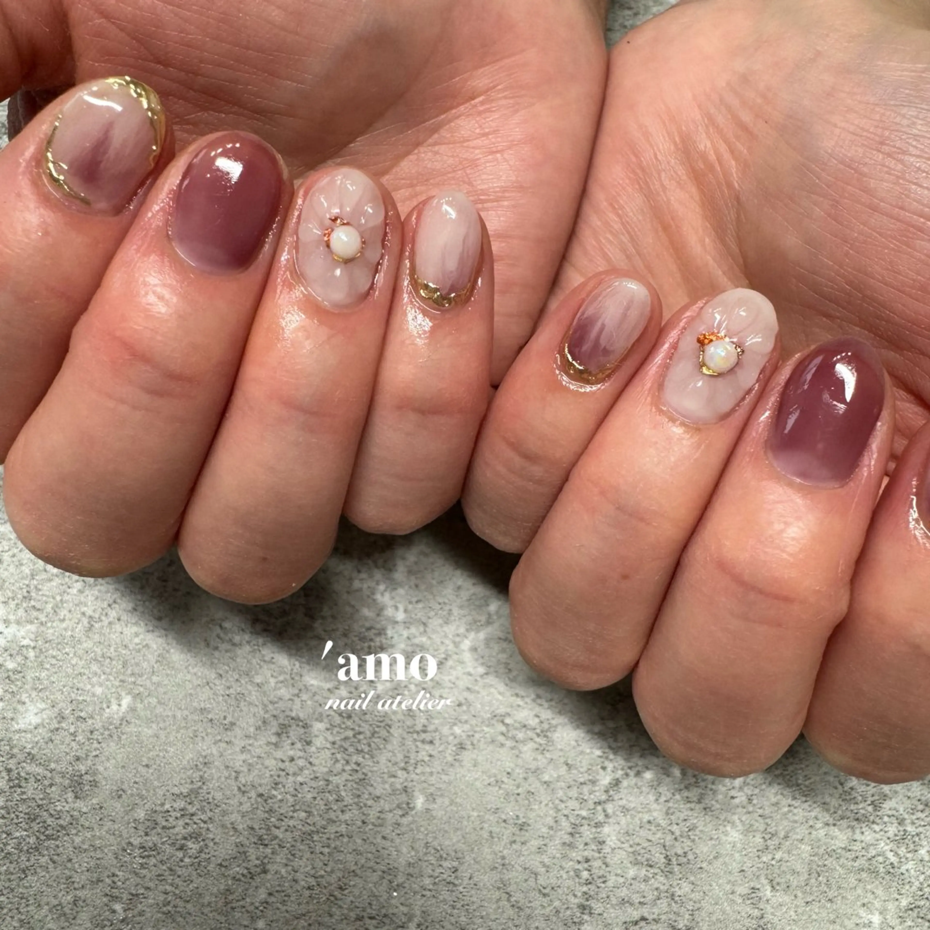 ネイル フットネイル ジェルネイル ニュアンスネイル パラジェル スカルプネイル ハンドネイル 'amo nail atelierのネイルデザイン