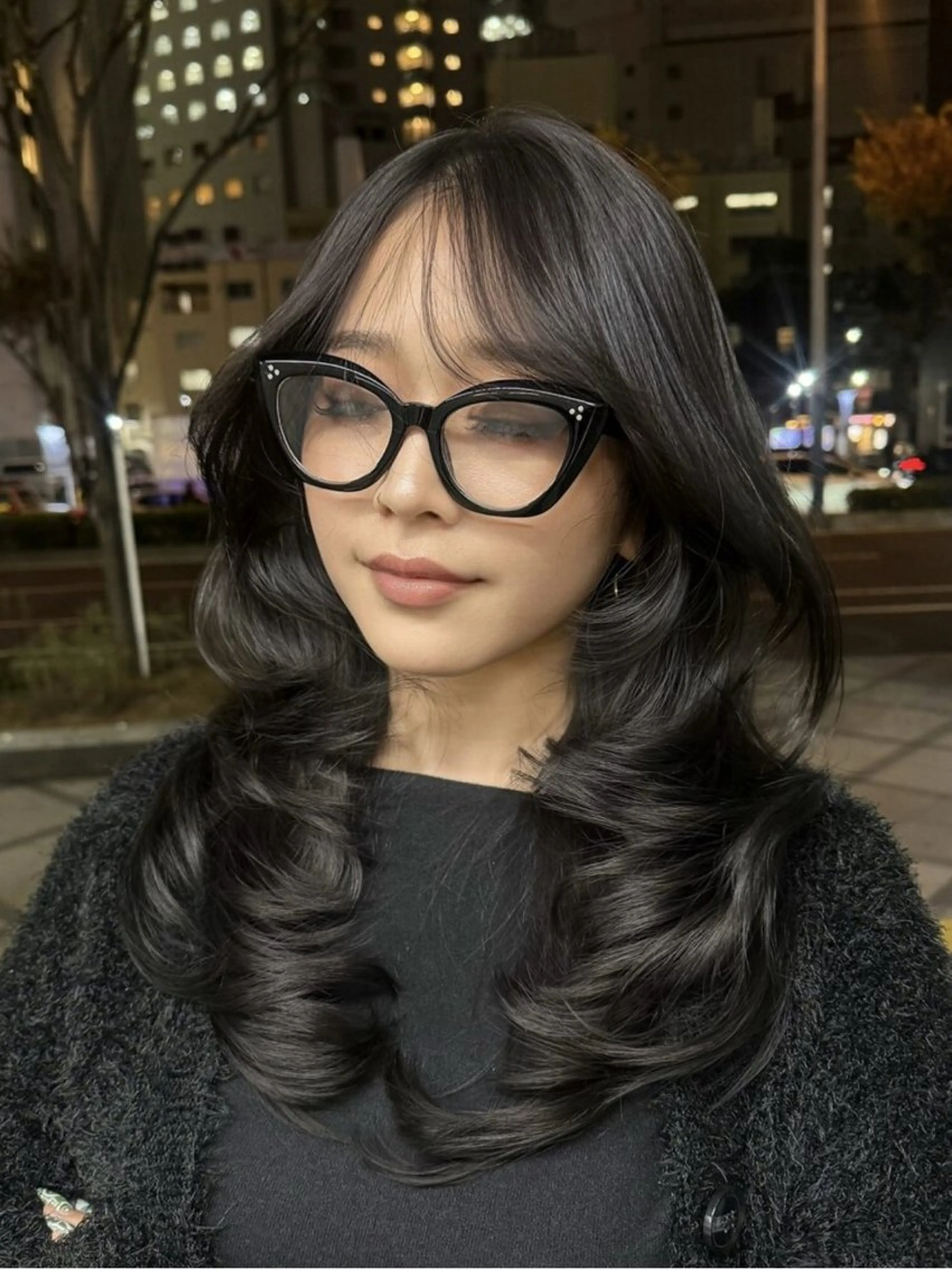 ミディアム カラー カット ヘアカラー ハイライト、レイヤー カット/西梅田/中西のヘアスタイル