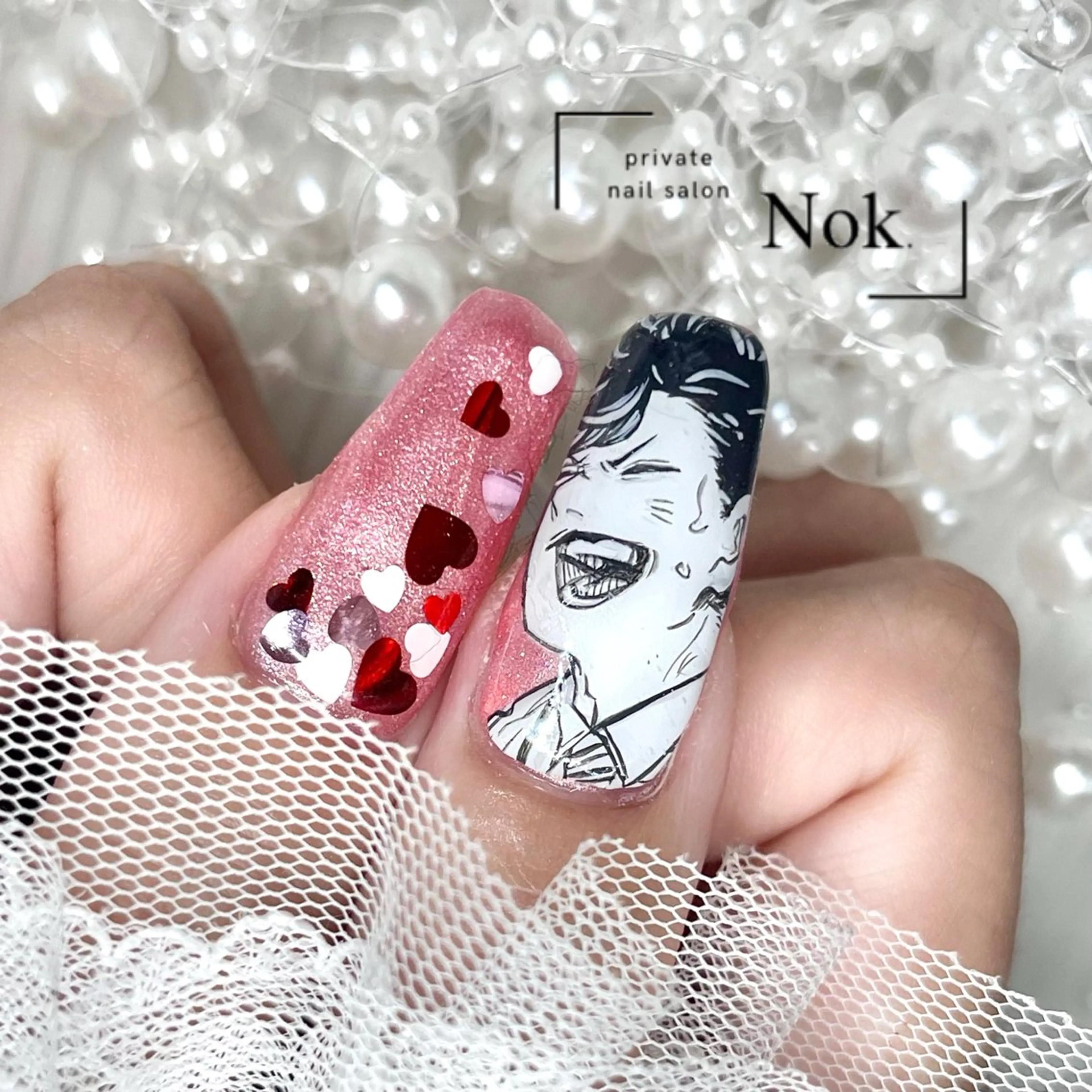 ネイル ハート ハンドネイル 池袋痛ネイル Nok. 渡辺のネイルデザイン