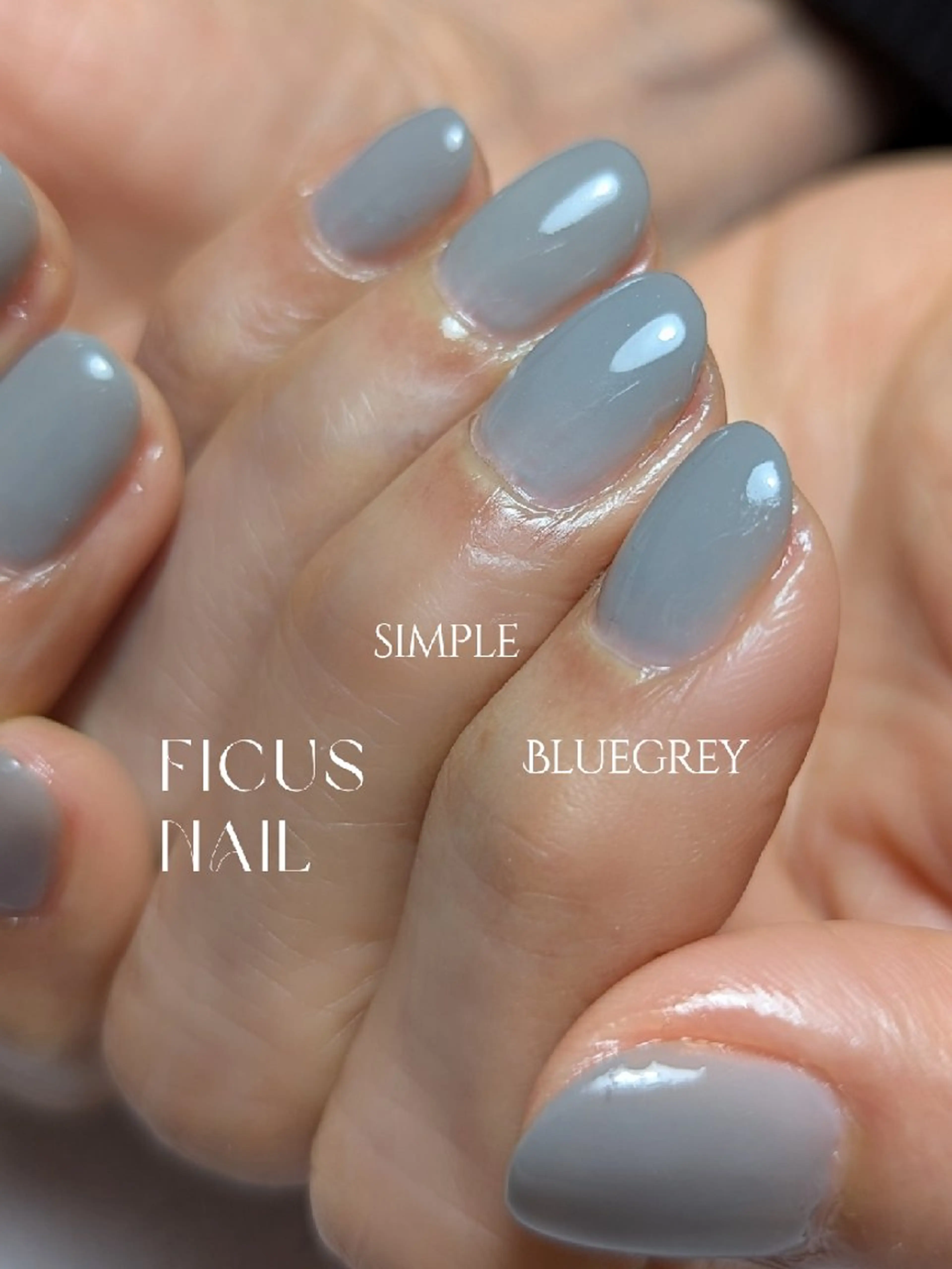 ネイル ブルー オフィスネイル ワンカラーネイル ショートネイル シンプルネイル ハンドネイル ficus nailのネイルデザイン