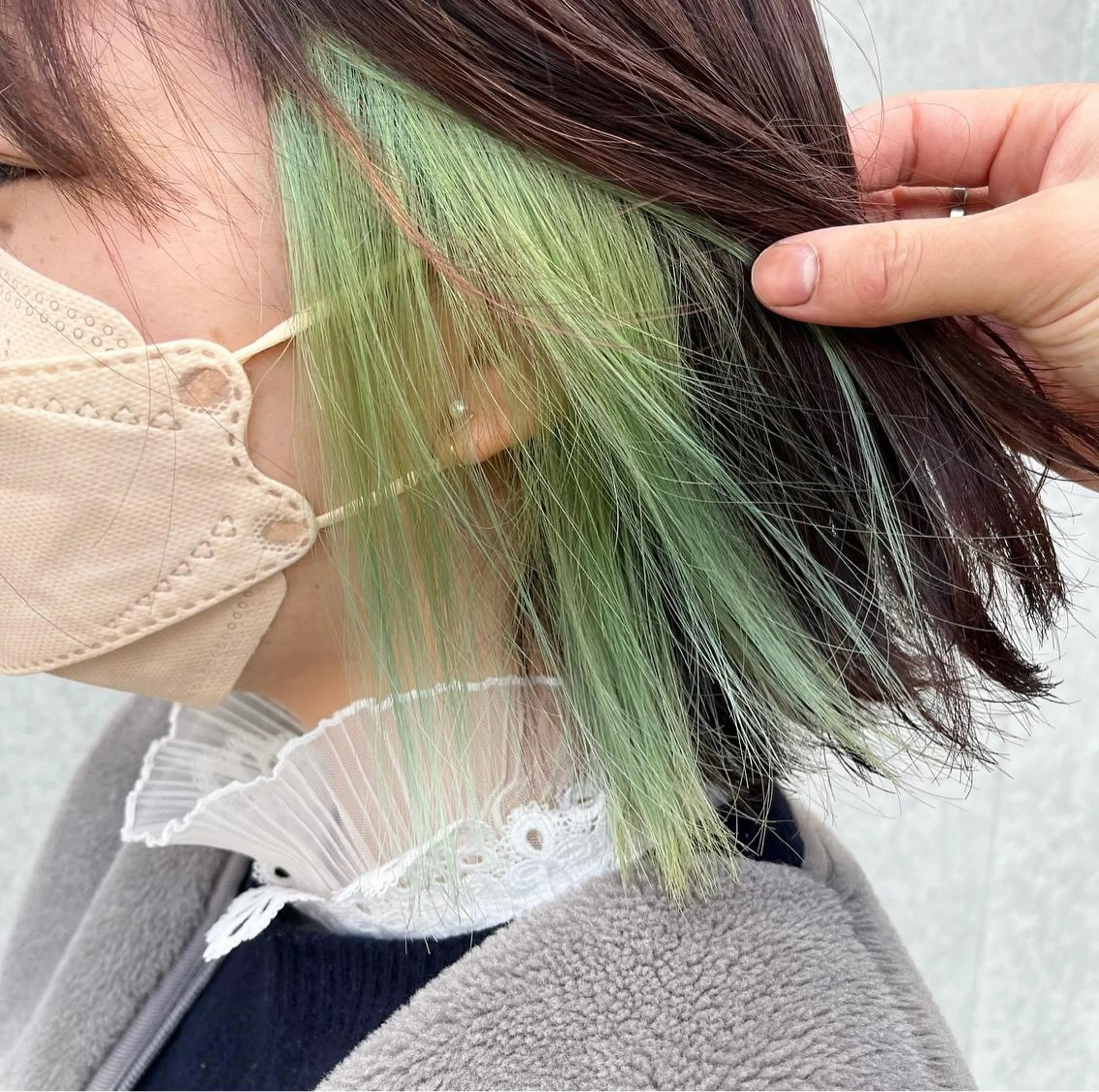 ミディアム カラー ブリーチ ミント ミントグリーン カラー特化美容師 なかもと たつひろのヘアスタイル