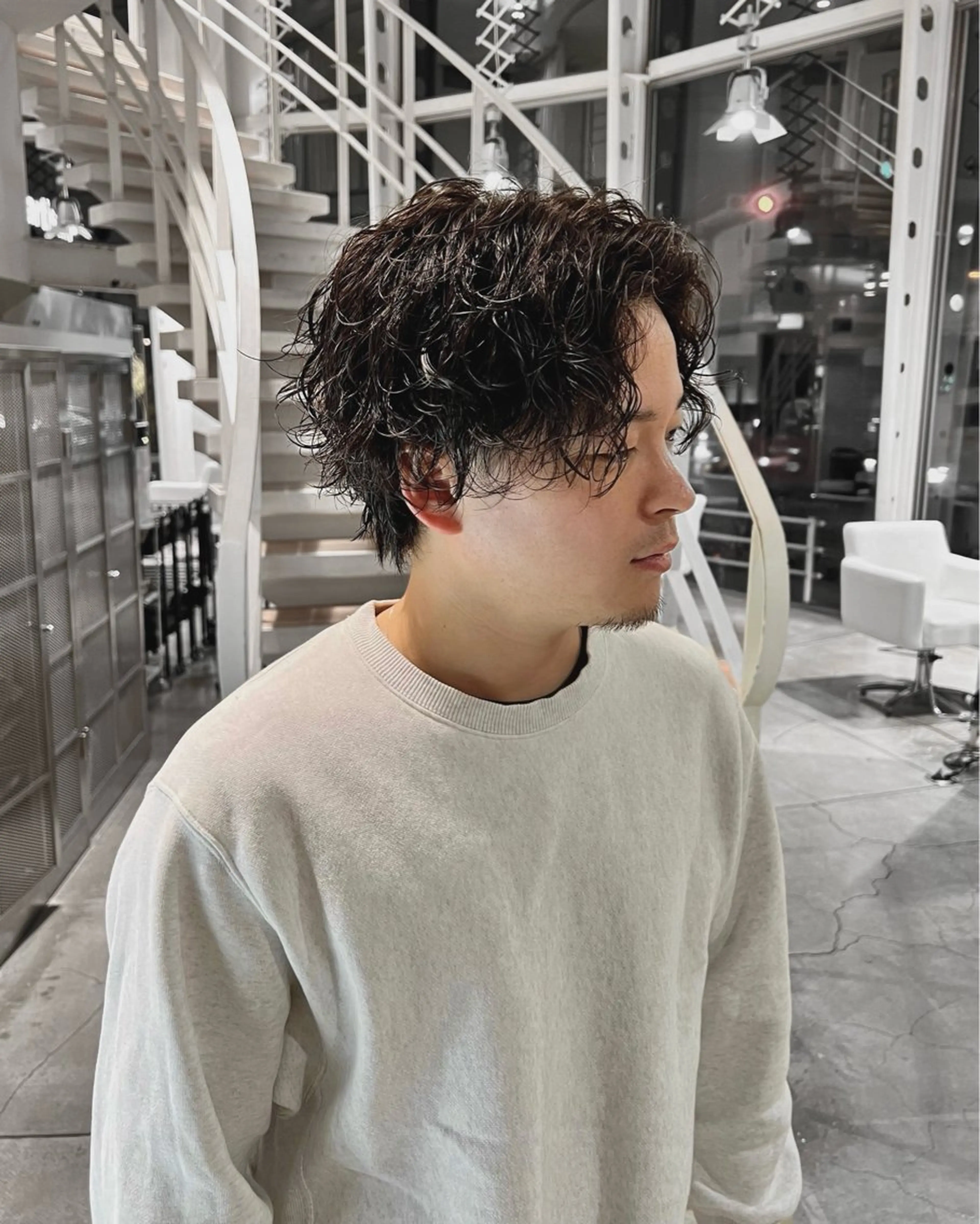 ショート パーマ メンズ センターパート カット パーマ 【メンズパーマ特化】 村岡俊輔のヘアスタイル