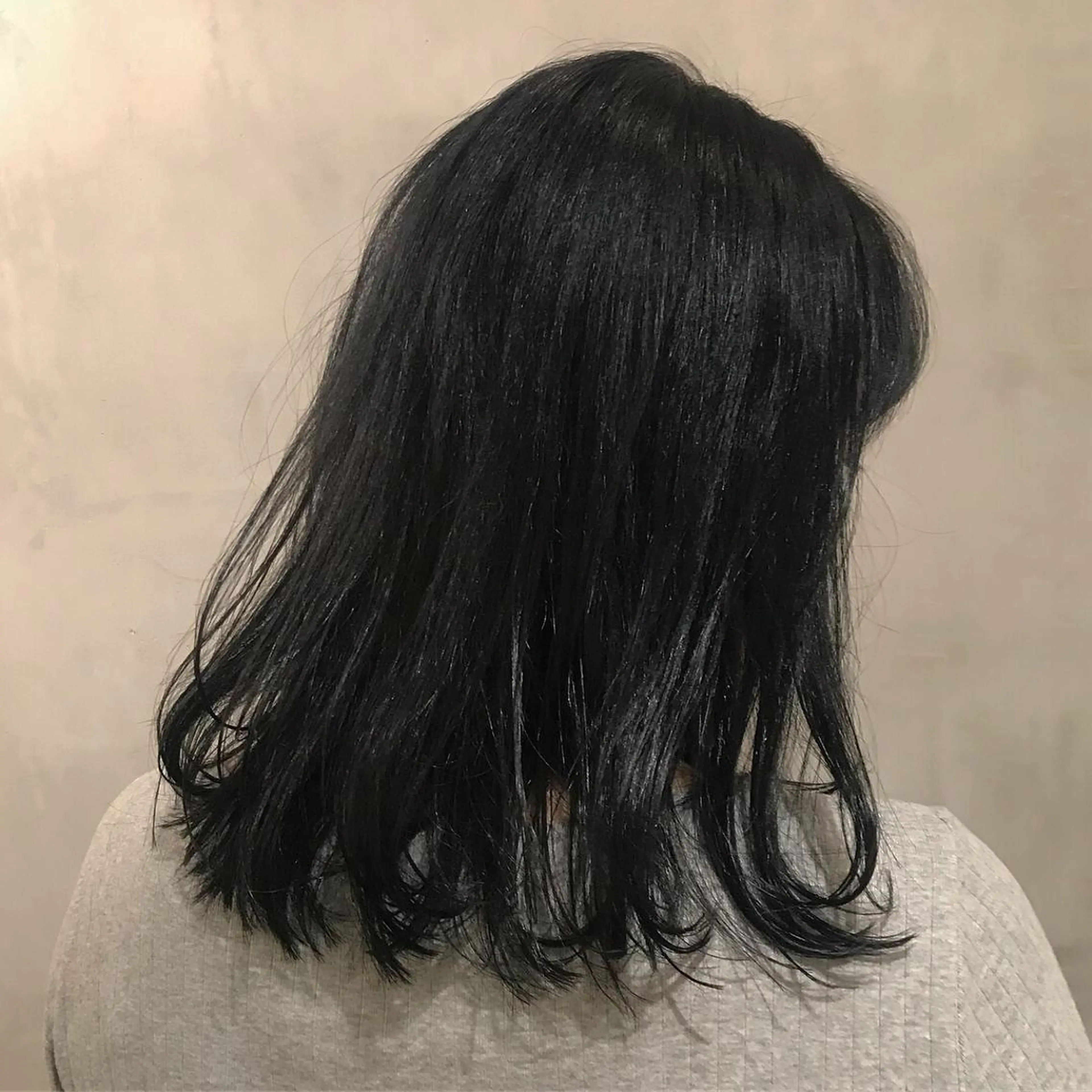 ミディアム カラー 黒髪 ブルーカラー ブルーブラック アンニュイヘア🪽 ayumiのヘアスタイル