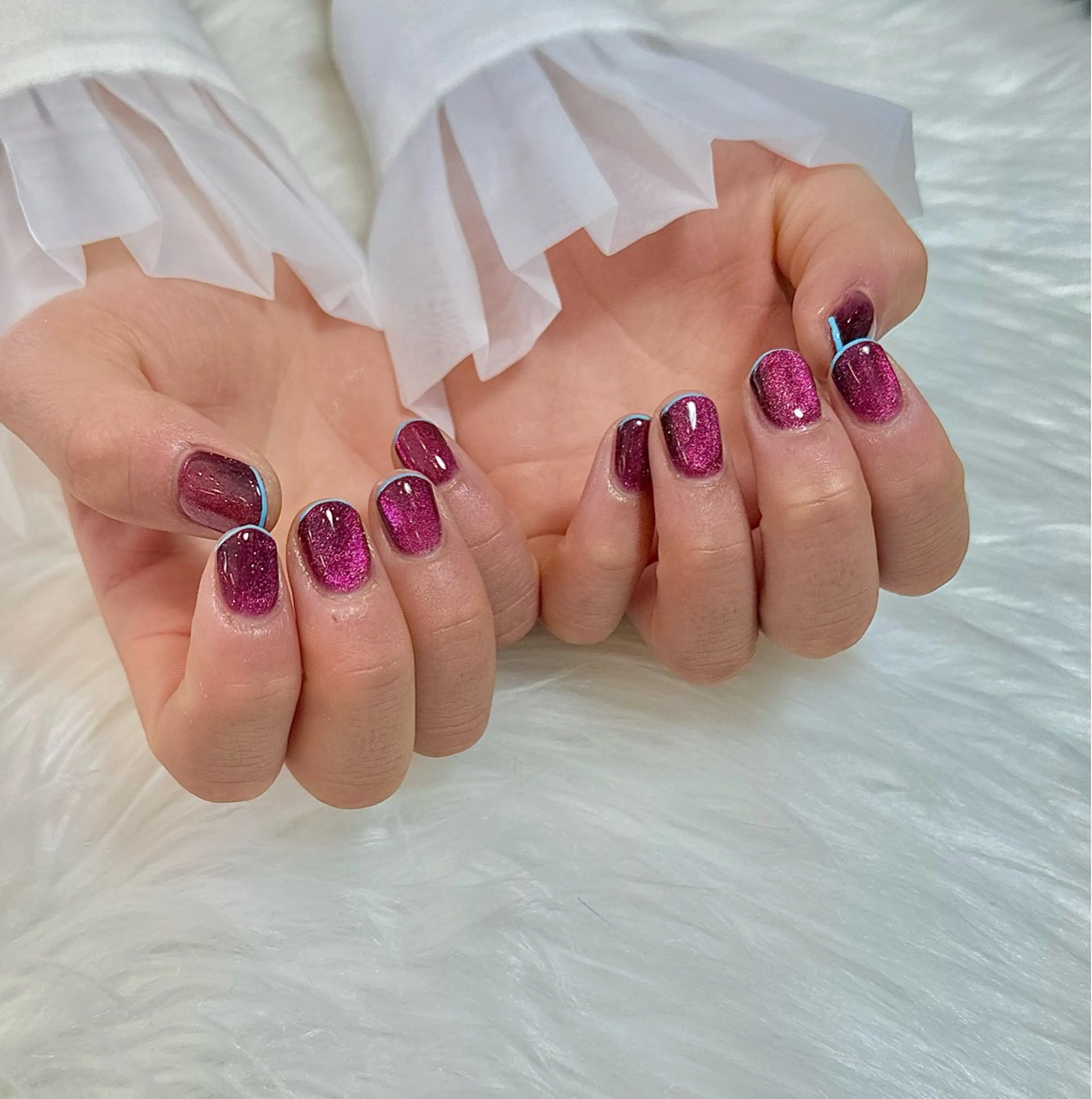 ネイル ブルー マグネットネイル ハンドネイル m_nail所属・O Mayaのネイルデザイン