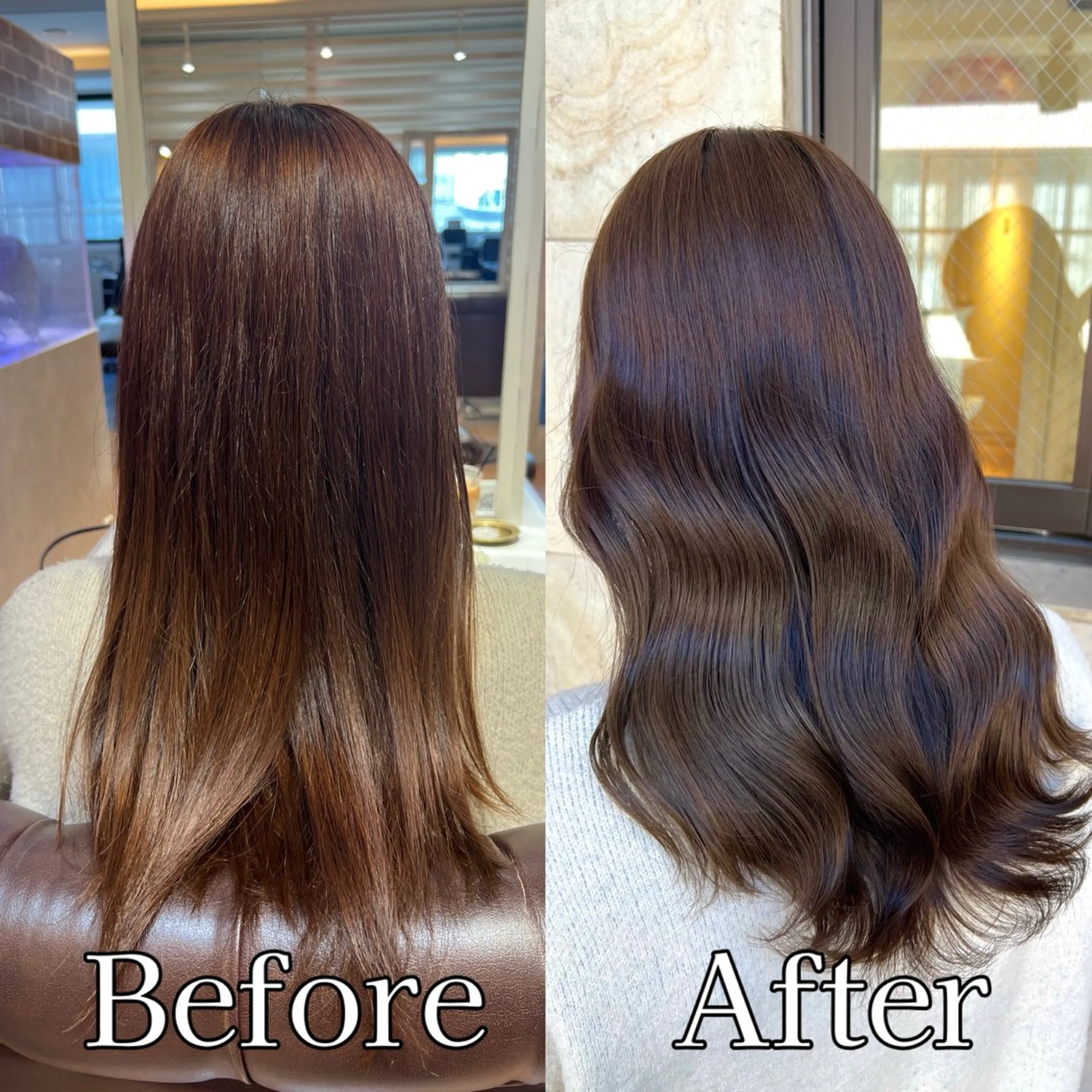ロング カラー 切りっぱなしボブ ベージュカラー ブリーチ ブラウンカラー ダブルカラー カット ヘアカラー トリートメント ヘッドスパ ヘアセット Wカラー/髪質改善/ 艶カラー🩶Sanaのヘアスタイル