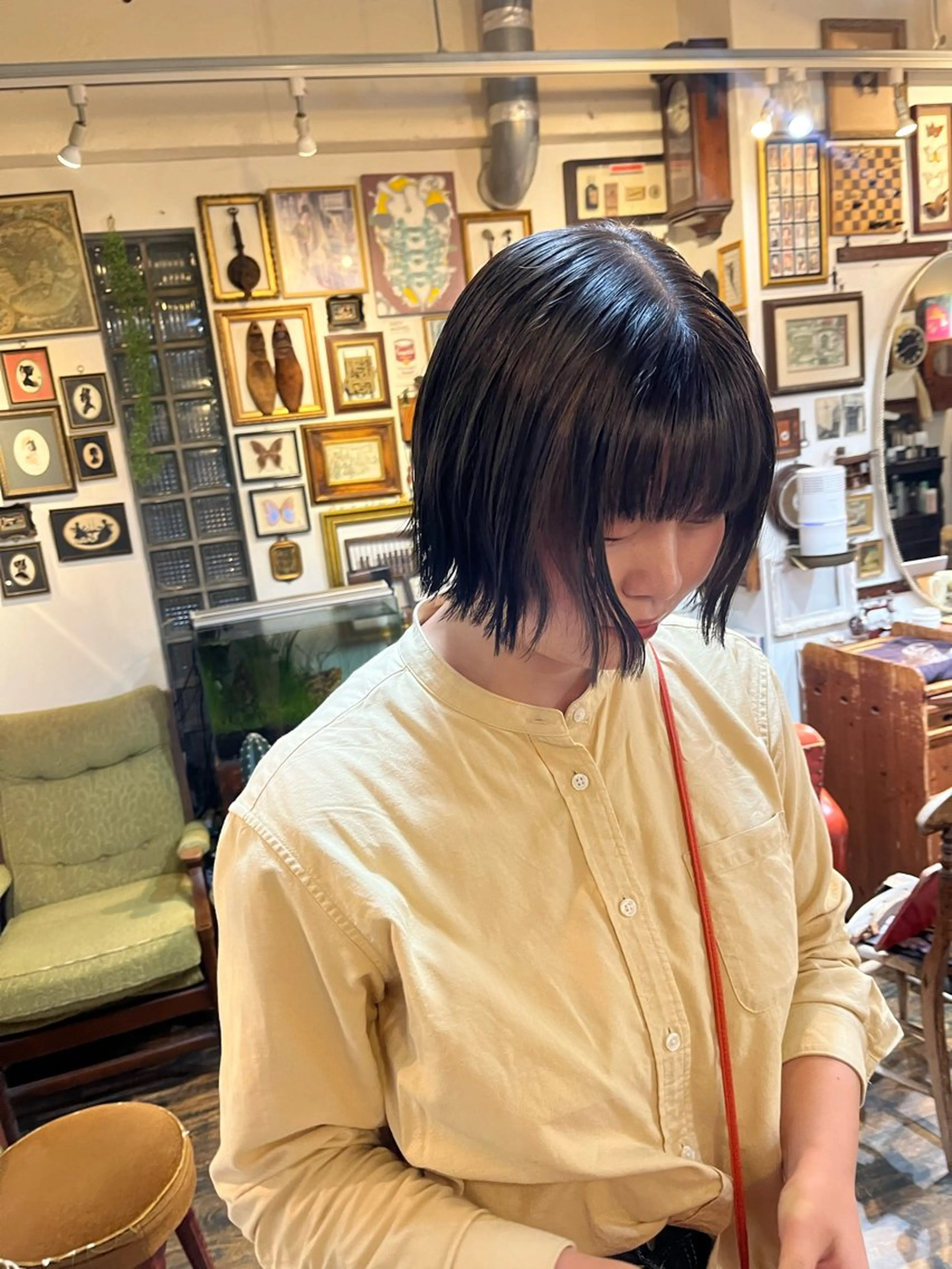 ショート ボブ 外ハネヘア カット ヘッドスパ 抜け感パーマ/ 顔まわり/緒方椋のヘアスタイル