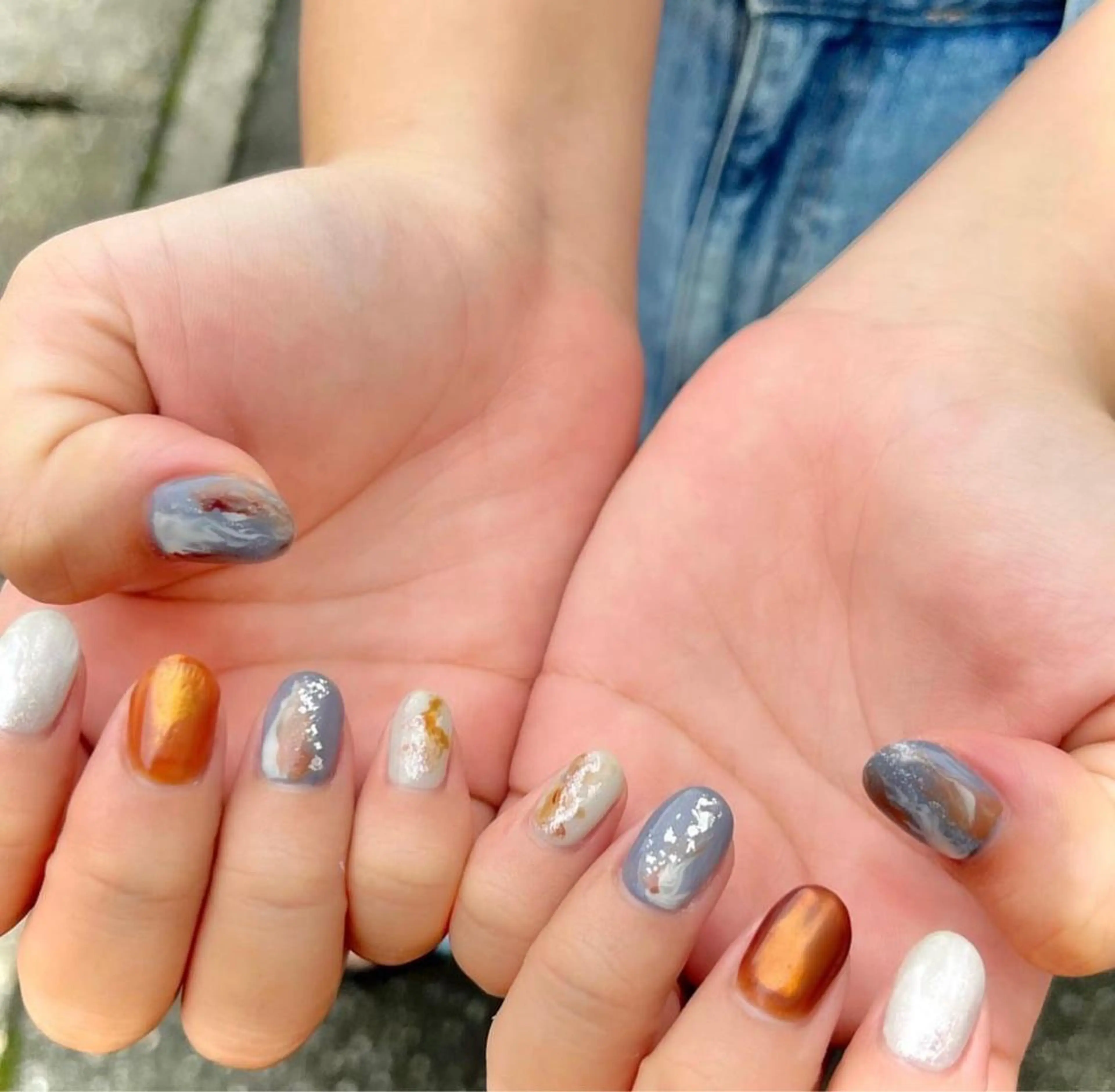 ネイル キラキラネイル 韓国ネイル ミラーネイル ニュアンスネイル 冬ネイル ハンドネイル Salon Ｋのネイルデザイン