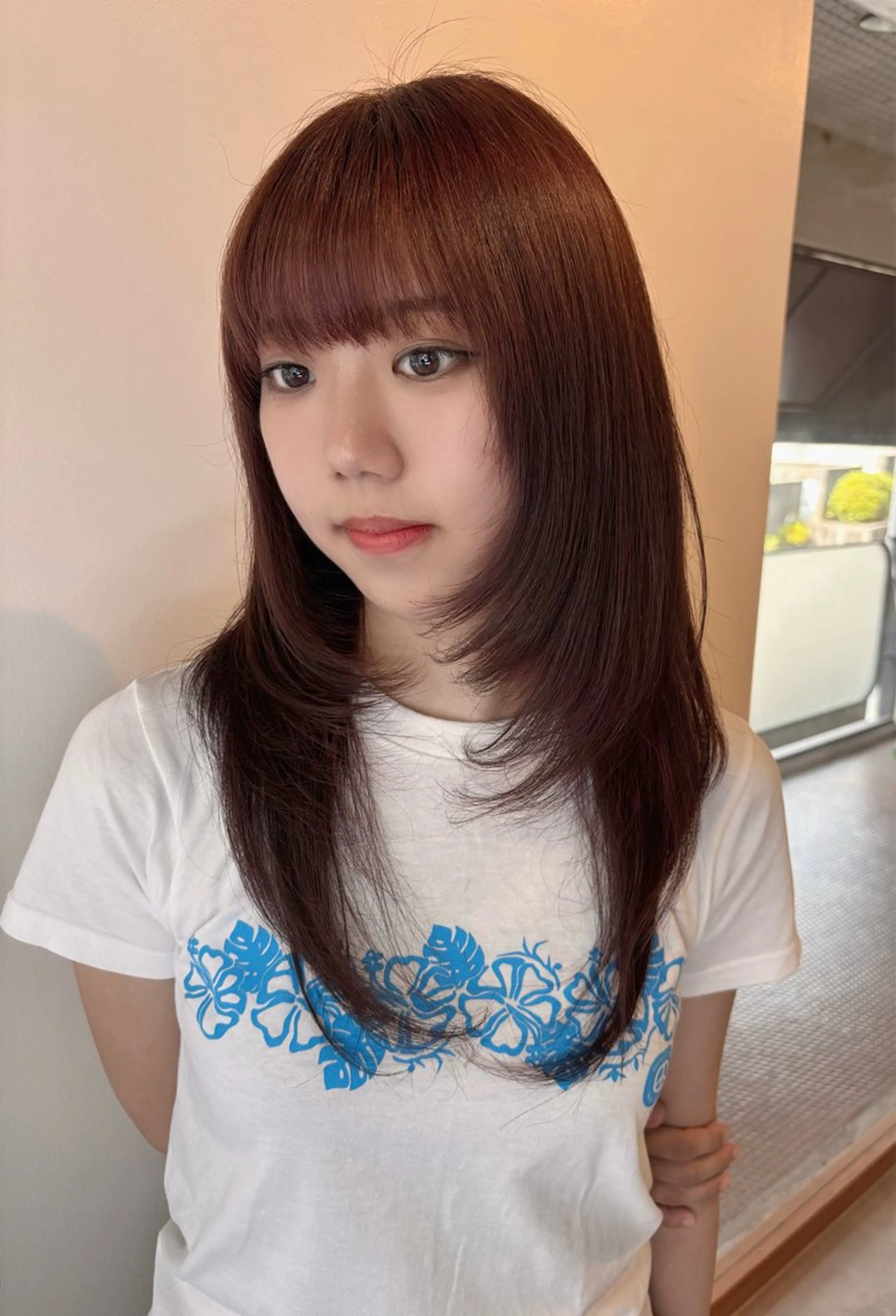 セミロング レッドブラウン ウルフカット カット ヘアカラー 髪質改善No'e心斎橋【ノエ】所属・海外風ヘア 野田光也のヘアスタイル