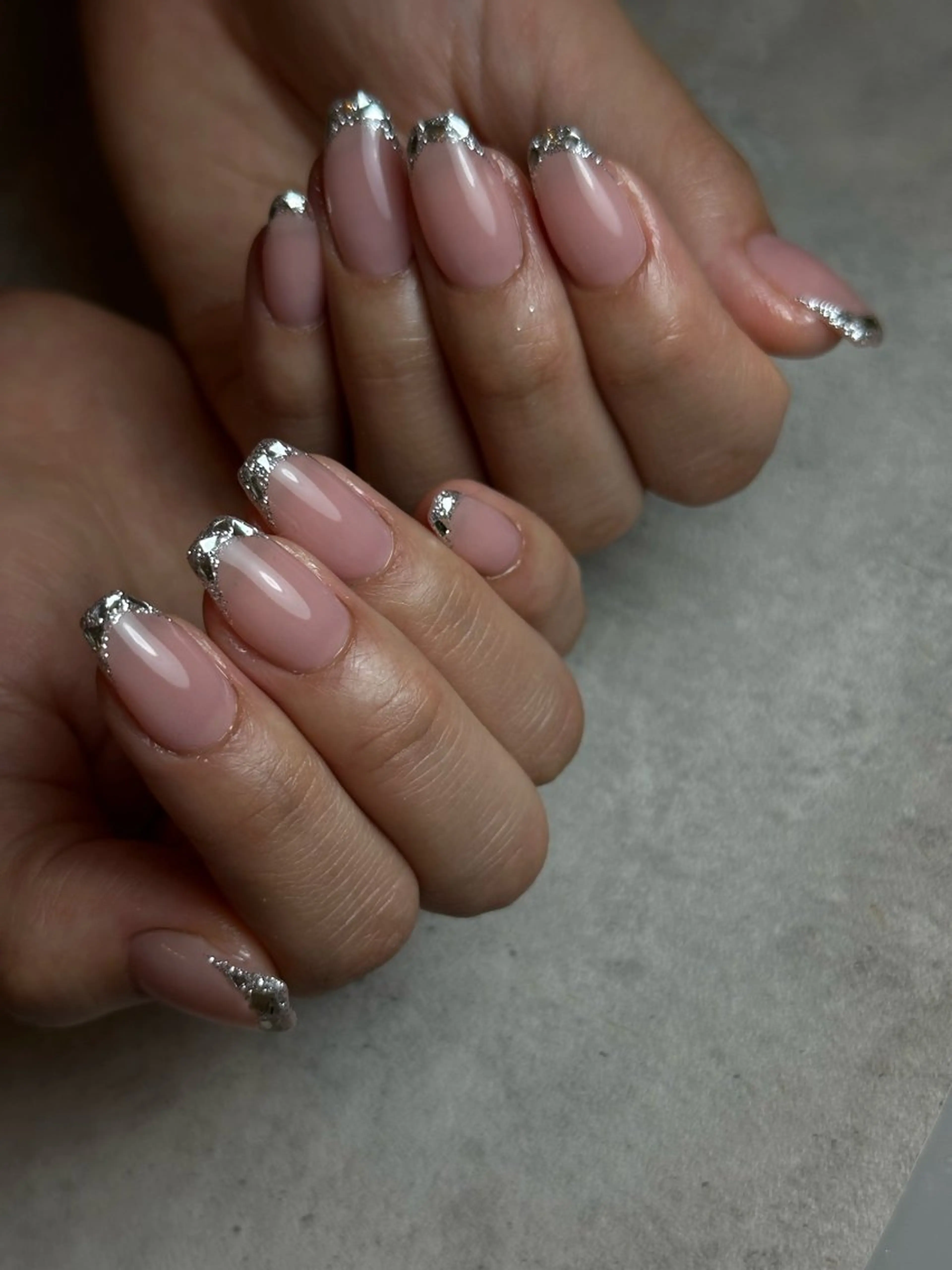 ネイル フレンチネイル ガラスフレンチ ピンク ピンクベージュ havi nailのネイルデザイン