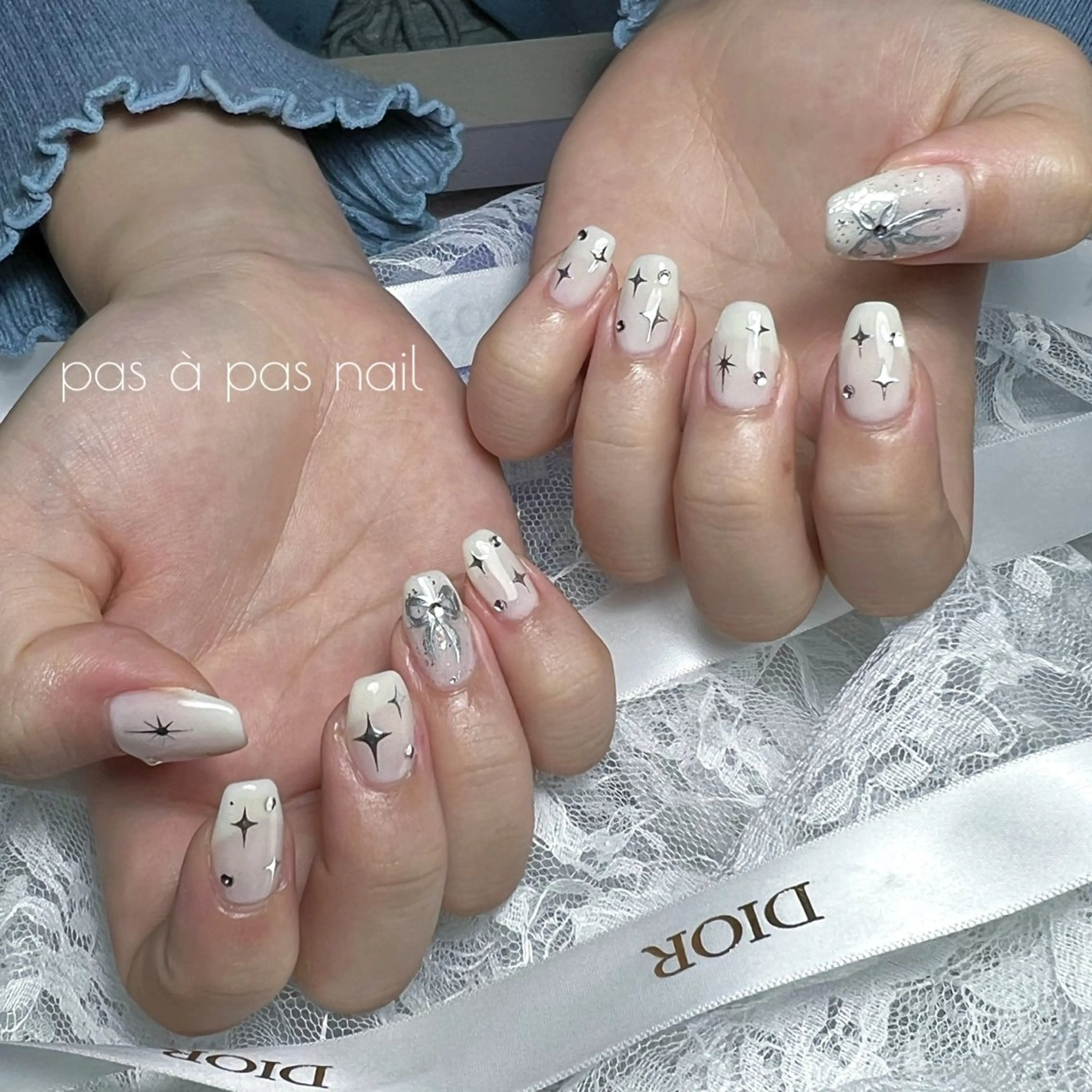 ネイル リボン ハンドネイル miku nail🦋のネイルデザイン