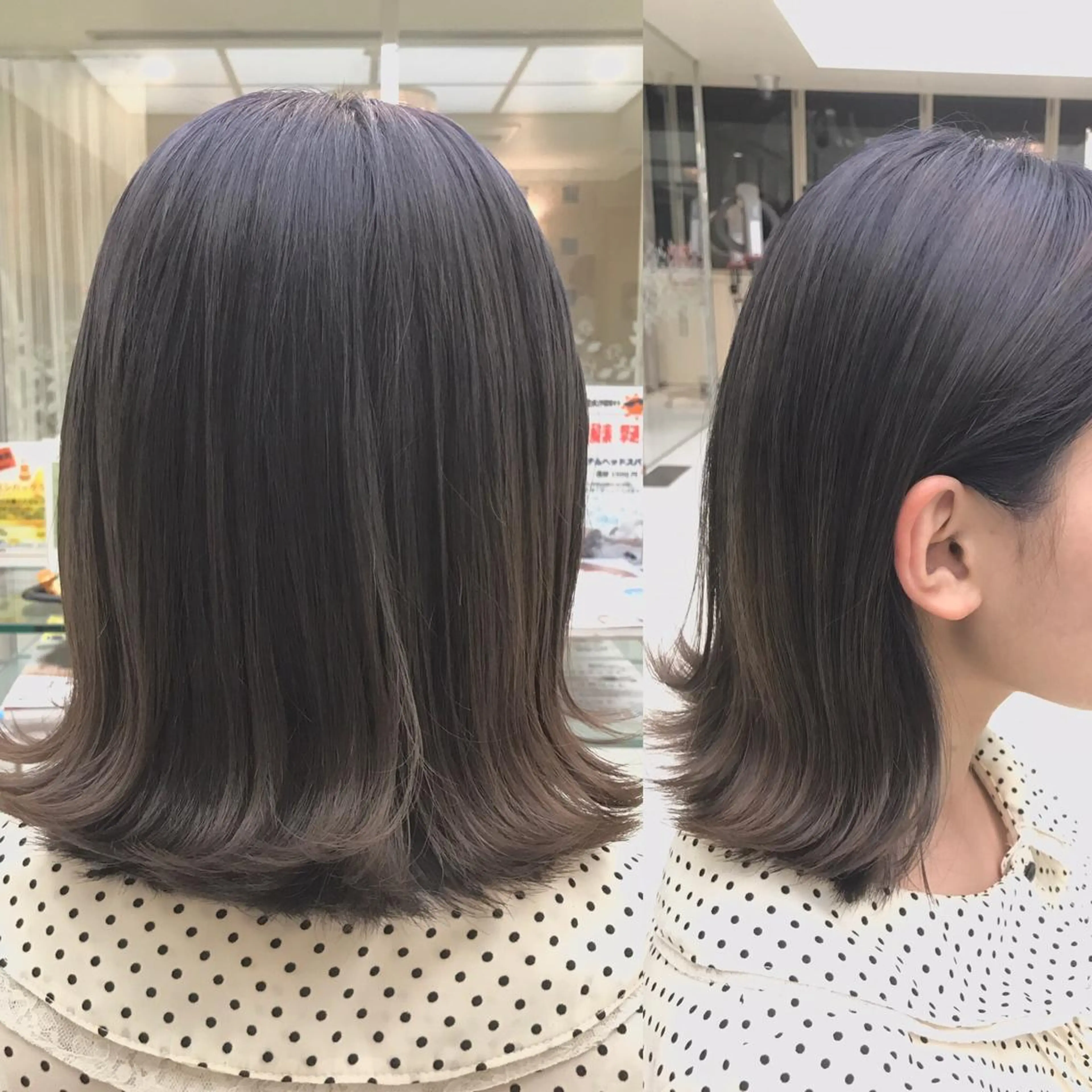ミディアム カラー ベージュカラー ボブ 外ハネヘア AILEE所属・ウルフカット レイヤーカット上柿のヘアスタイル