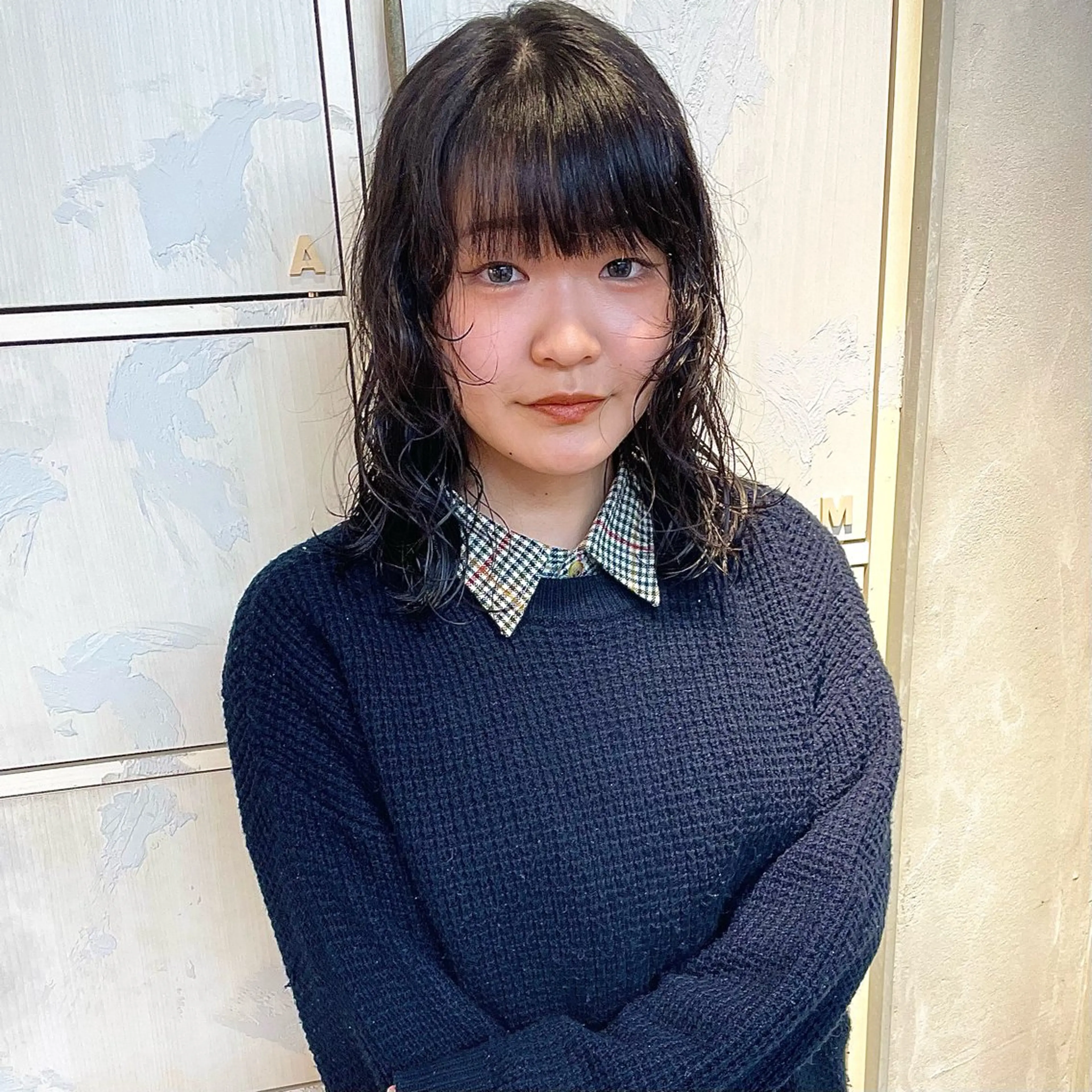 ミディアム パーマ 暖色艶カラー /RIONAのヘアスタイル