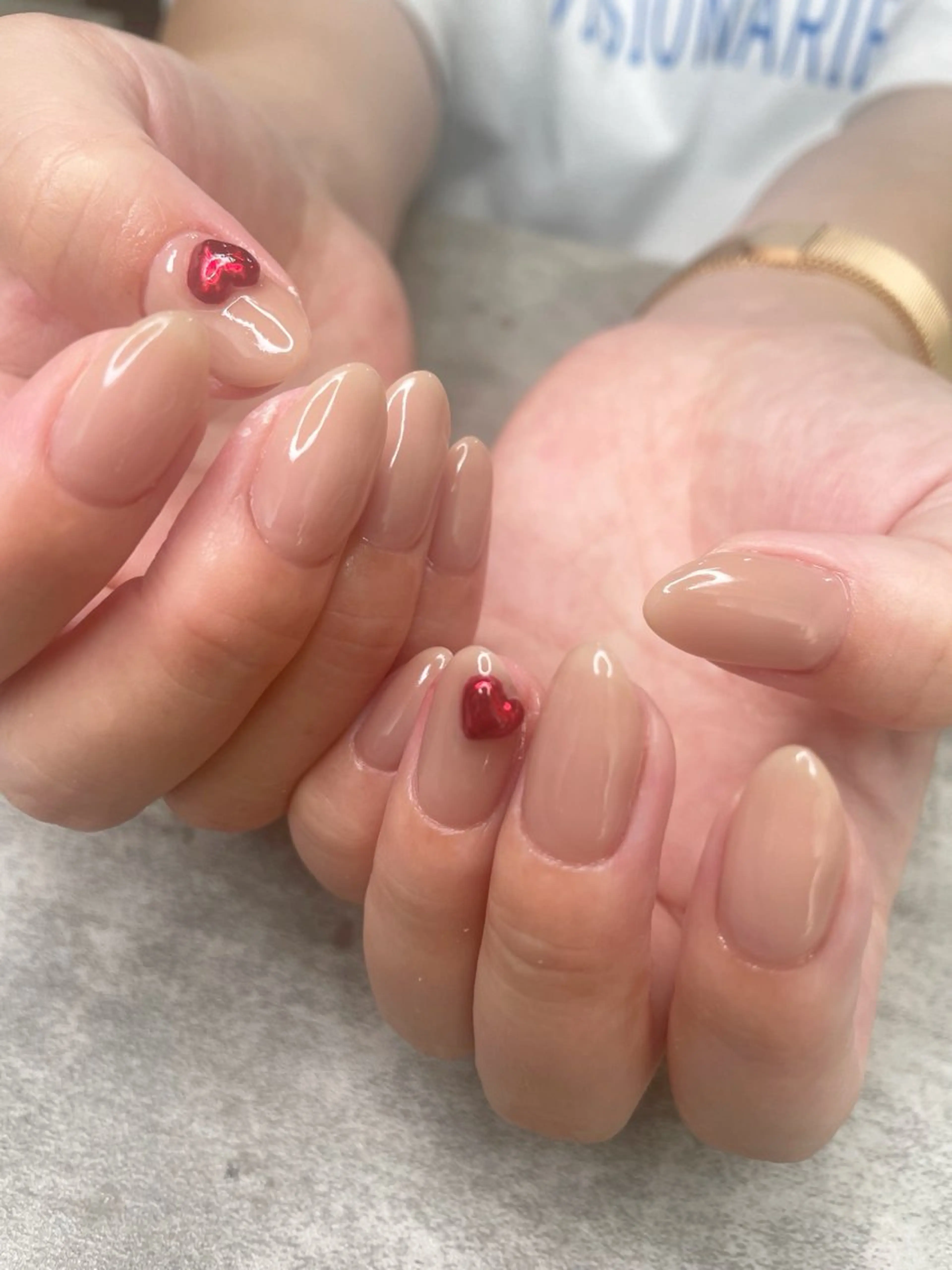 ネイル ボルドー ハート ミラーネイル 赤色 ハンドネイル ma riのネイルデザイン