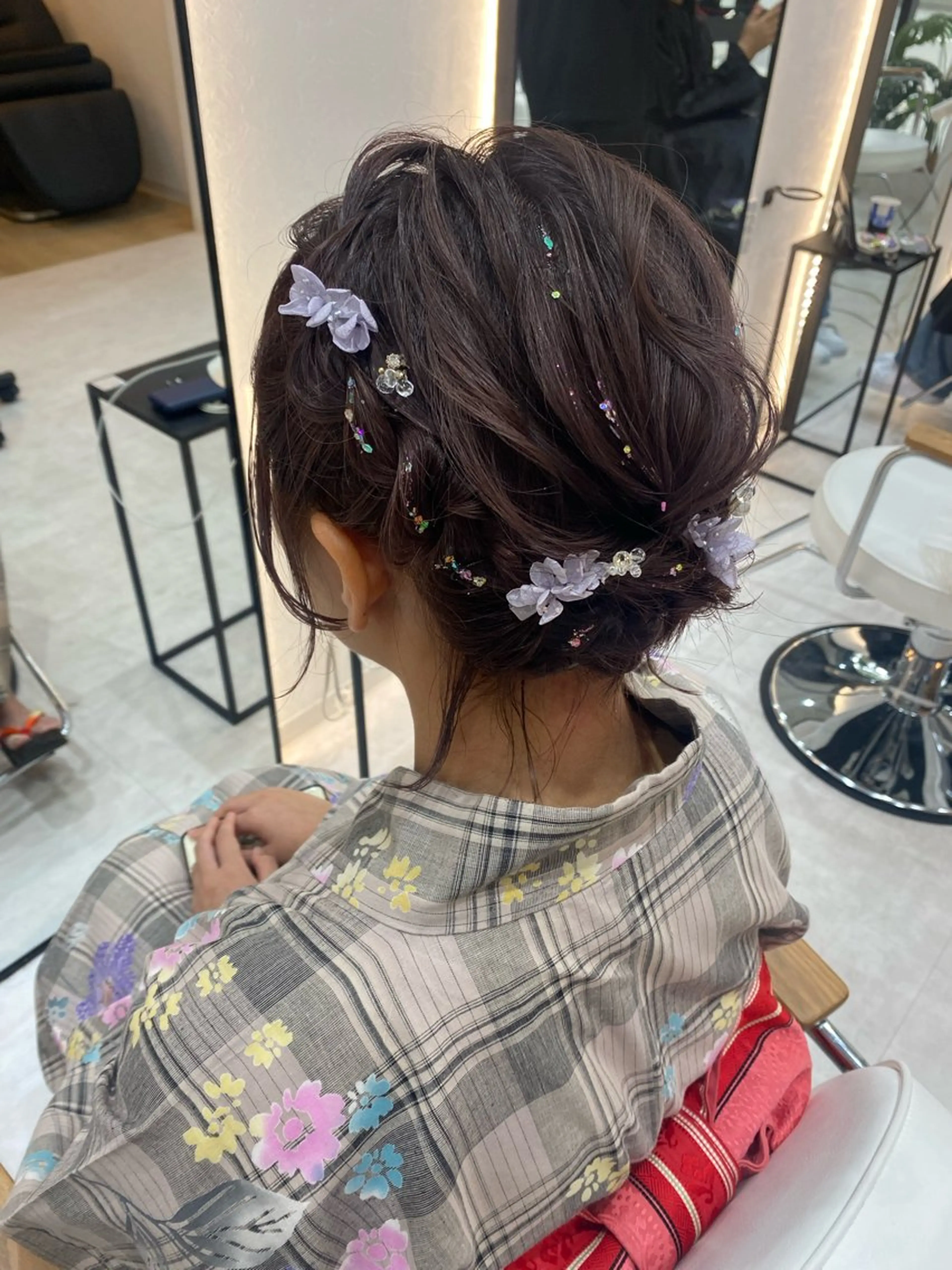 ショート 浴衣 ヘアセット 博多美容室♡ 髪質改善/艶カラーのヘアスタイル