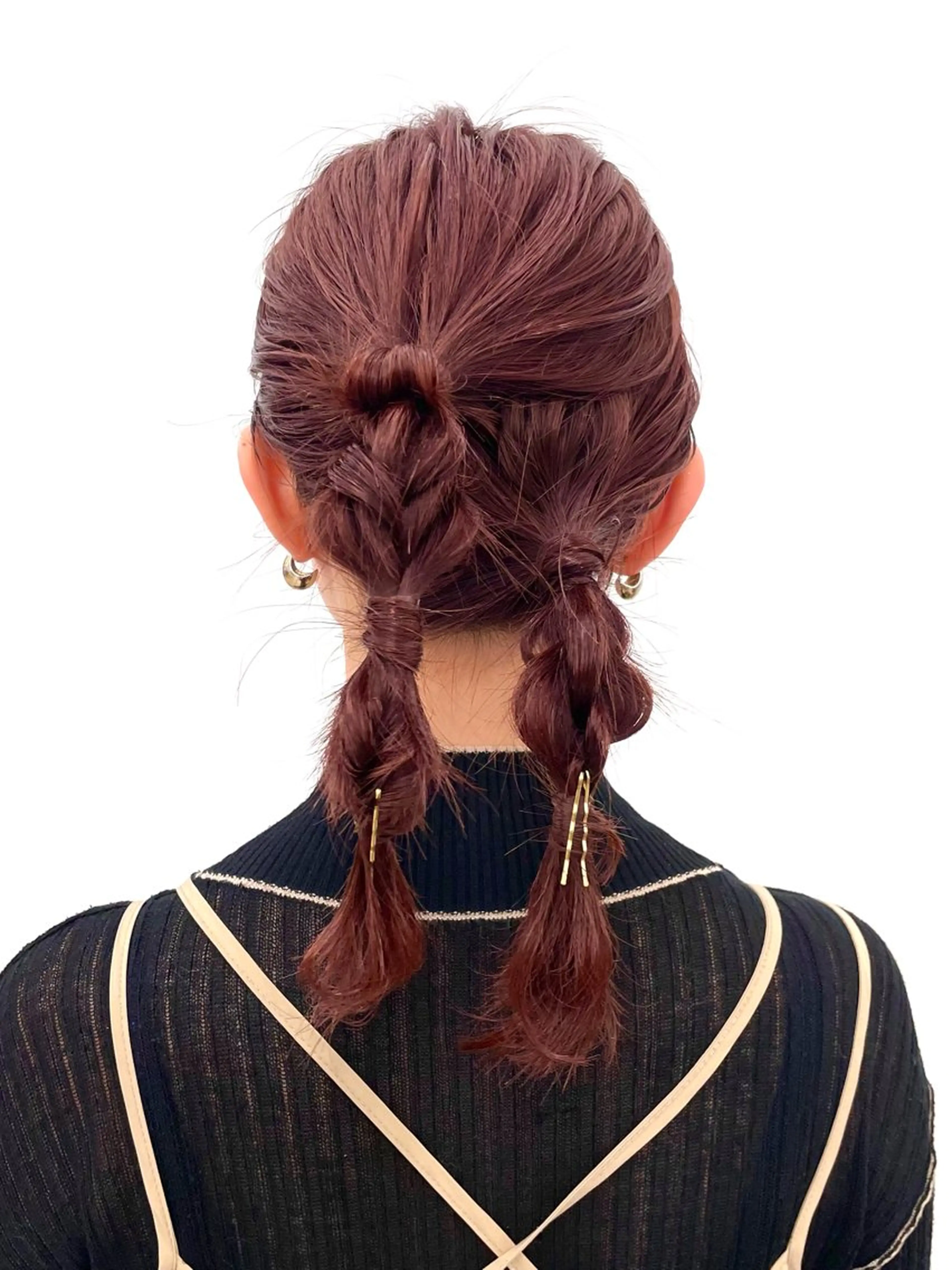 ミディアム カラー ヘアアレンジ ヘアセット 暖色ダブルカラーボブ レイヤー🌈AINAのヘアスタイル