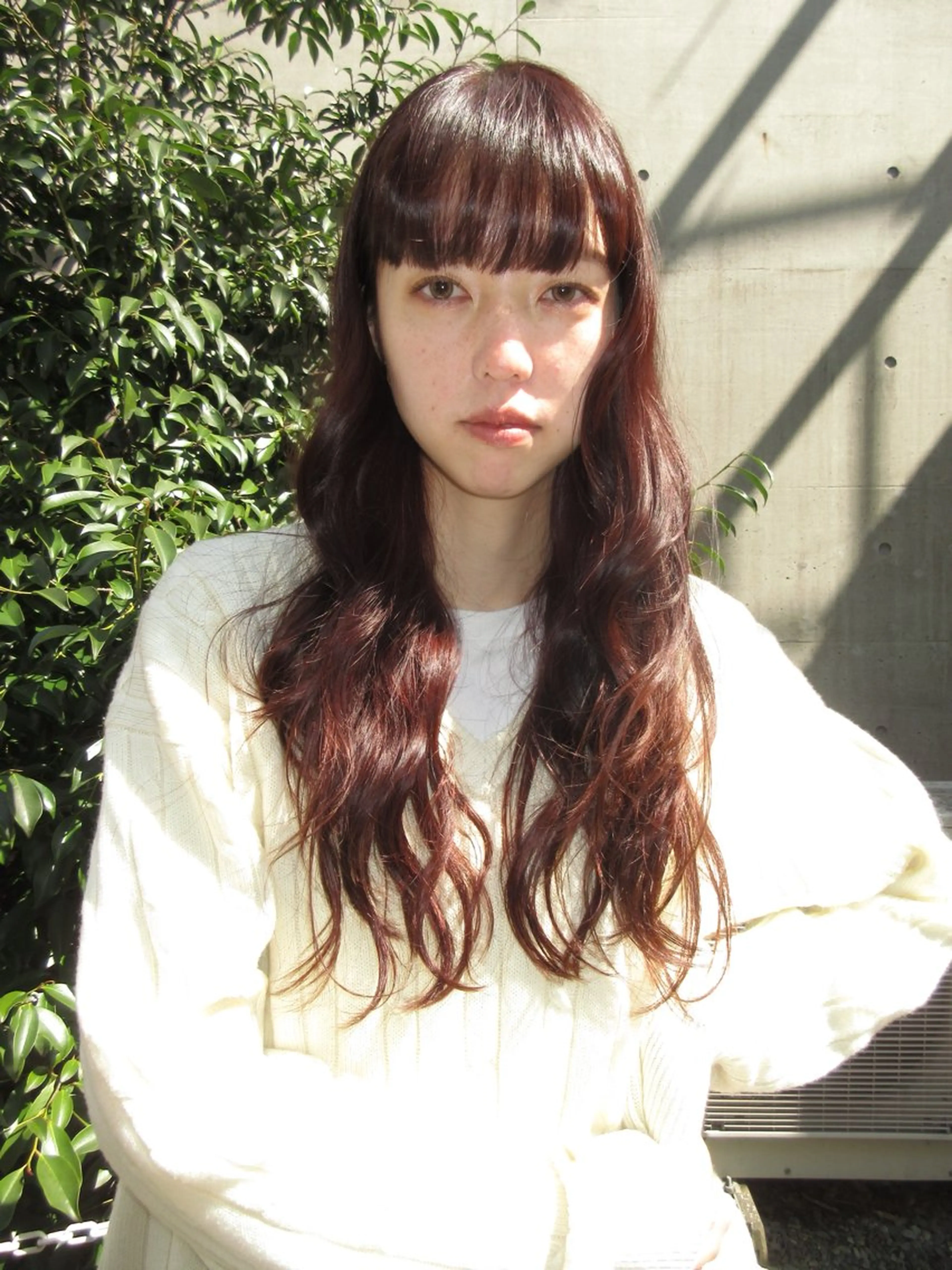 ロング レッドブラウン レイヤーカット カット ヘアカラー レイヤーカット/ウル フ　chinatsuのヘアスタイル