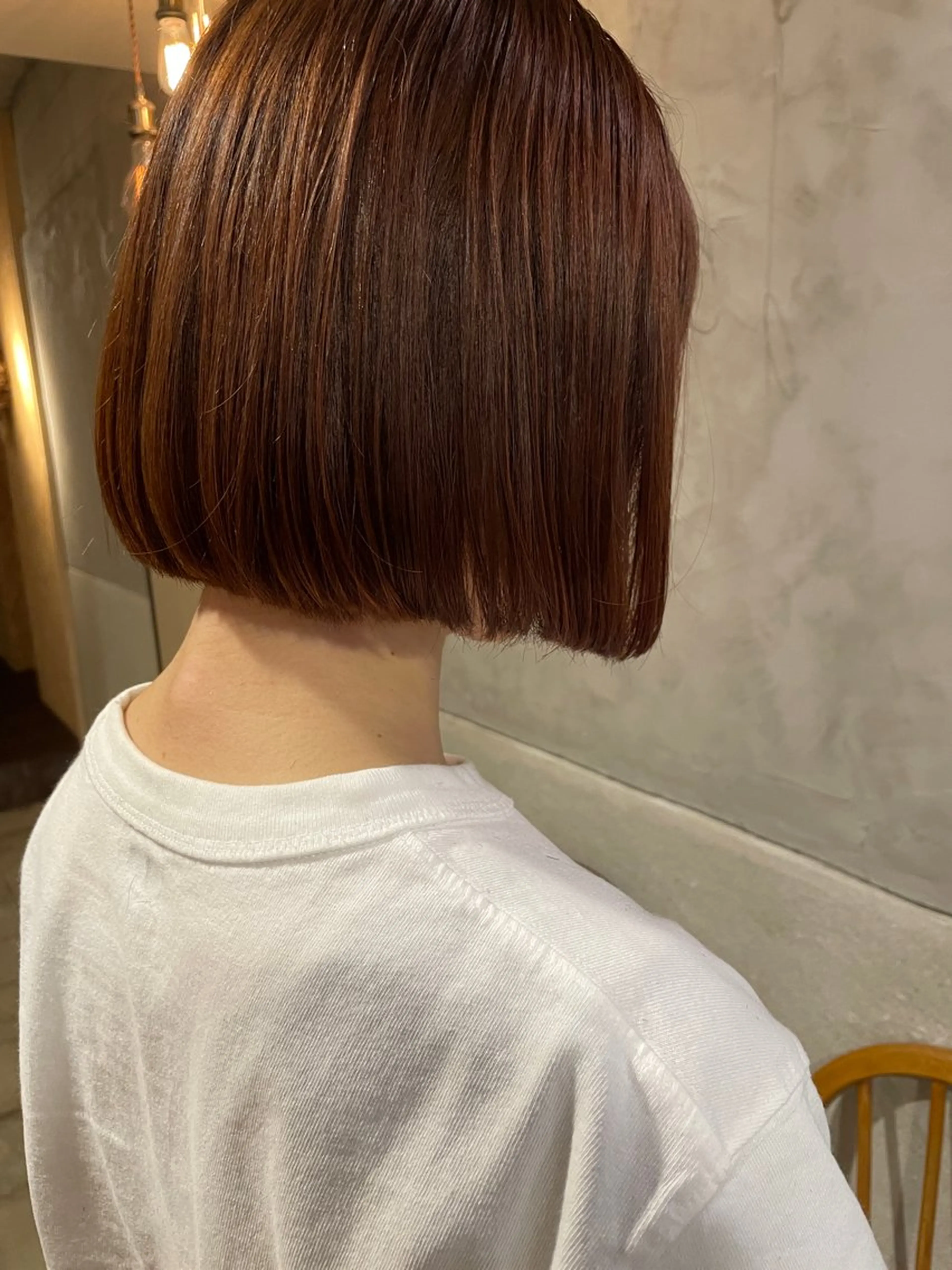 ミディアム カラー オレンジ カット ヘアカラー トリートメント さの あやねのヘアスタイル