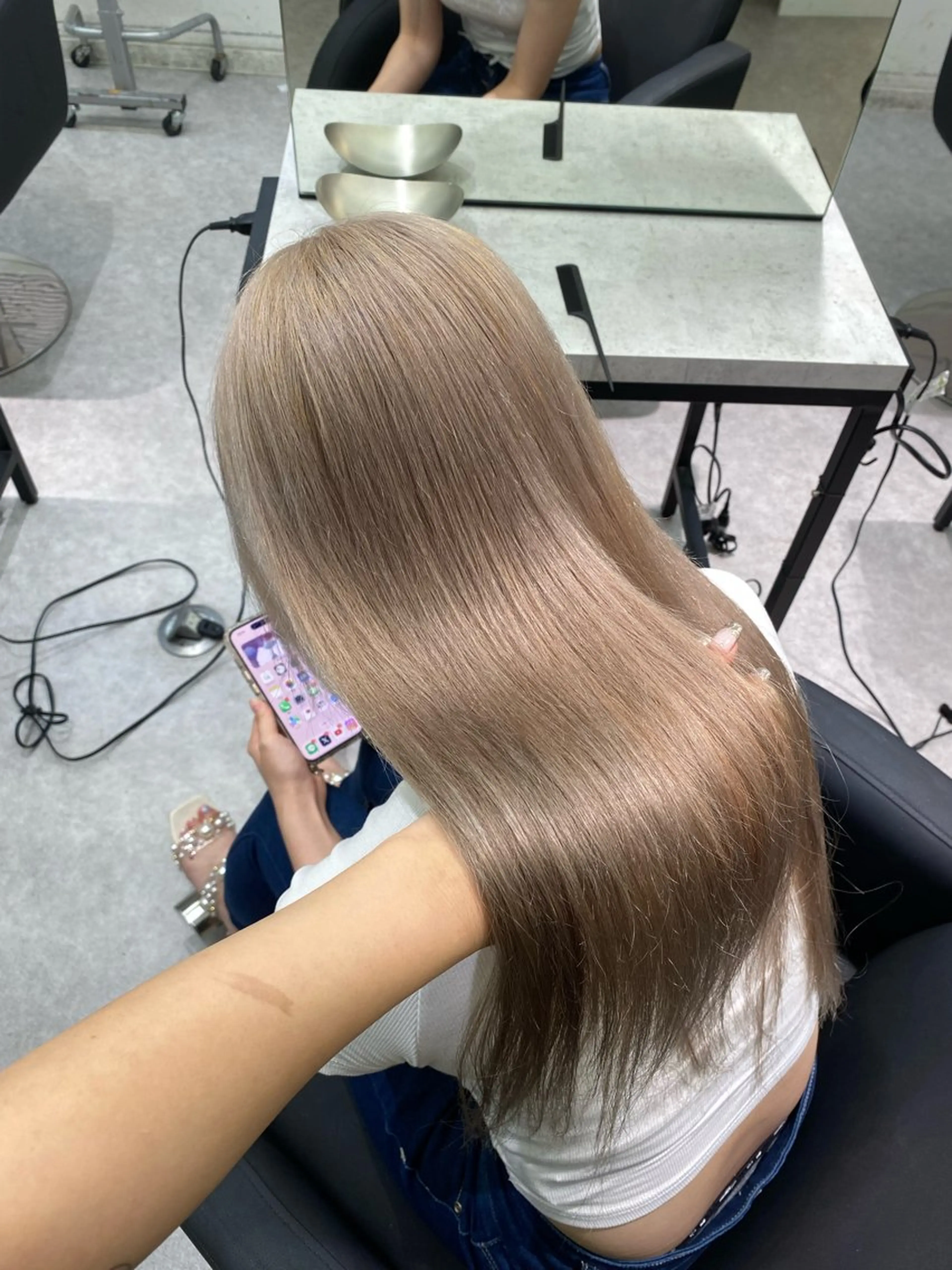 ロング カラー ベージュカラー ブロンド ダブルカラー ハイトーンカラー ピンクカラー PELEshibuya所属・カットモデル様無料 💎saaya💎のヘアスタイル