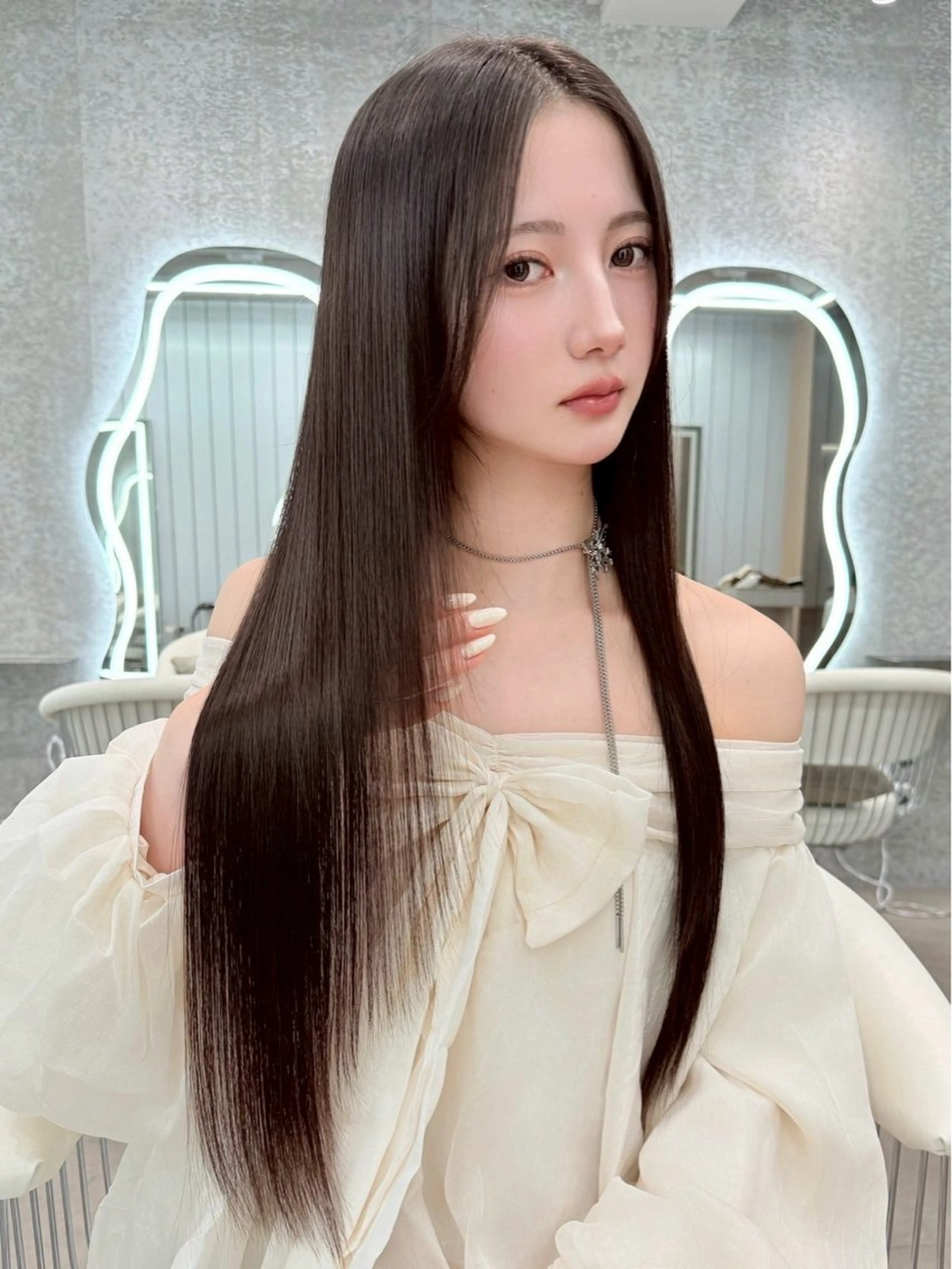ロング ボブ 髪質改善 韓国風ヘア レイヤーカット 縮毛矯正 カット 縮毛矯正 浦和/髪質改善/ボブ 縮毛矯正/大和田拓夢のヘアスタイル