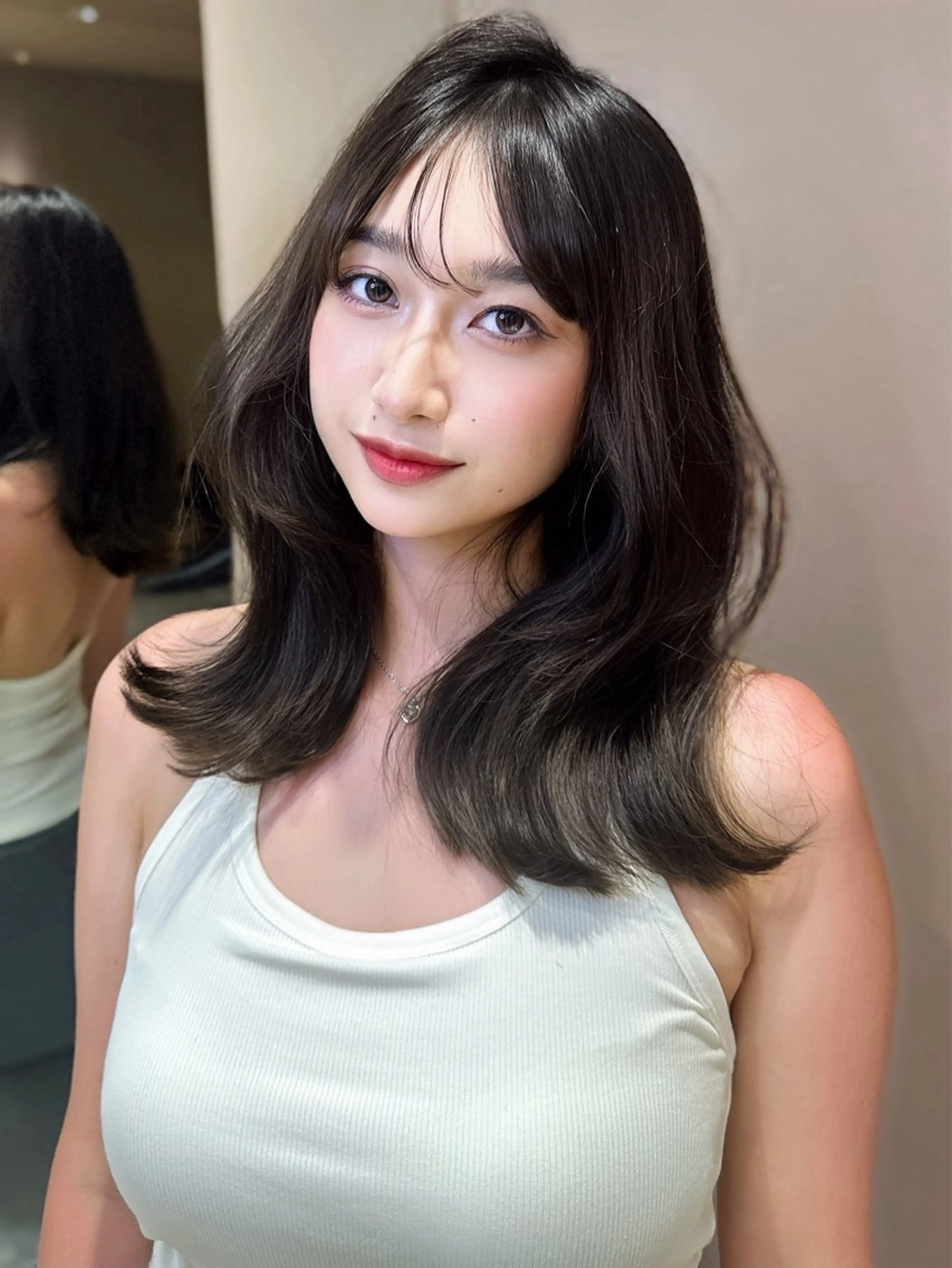 ミディアム レイヤー/韓国❣️ 美髪矯正/おばかんのヘアスタイル