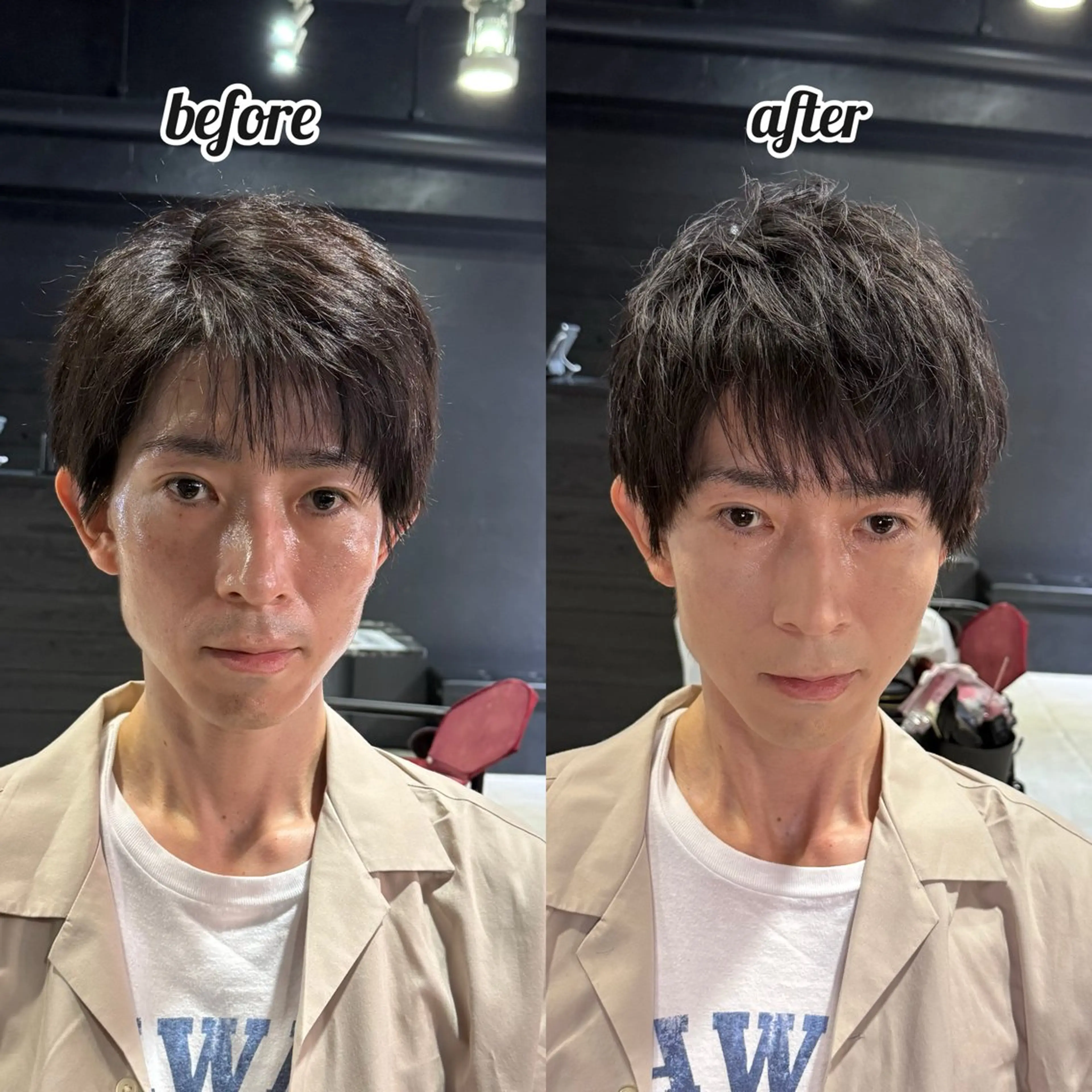メンズ 難波/メンズウルフ・ フェザーパーマ鶴田文のヘアスタイル