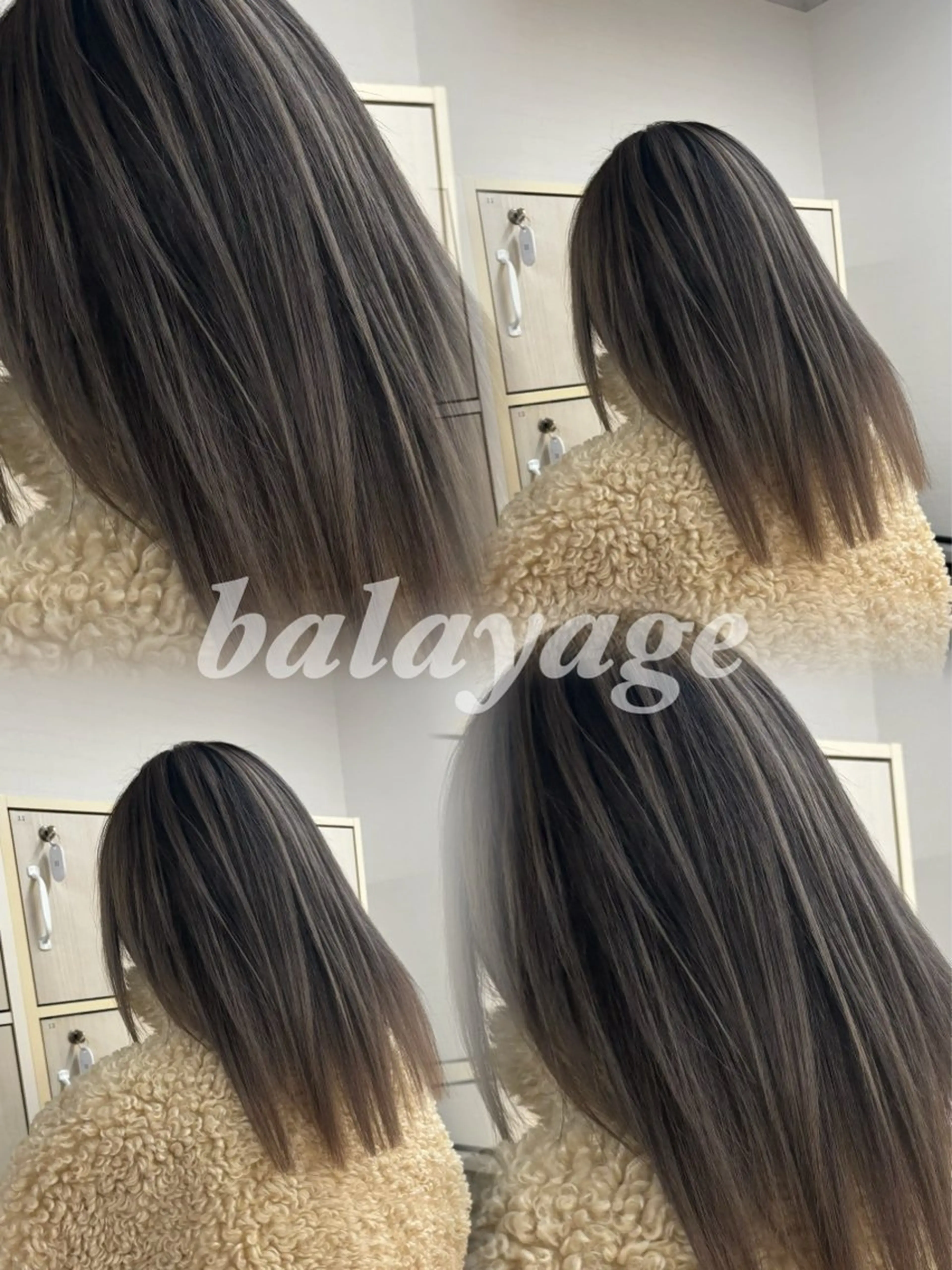 ミディアム カラー ヘアアレンジ バレイヤージュ ダブルカラー ハイライトカラー ハイトーンカラー ハイライト カット ヘアカラー トリートメント グランルッソ所属・岡山× バレイヤージュカラーのヘアスタイル