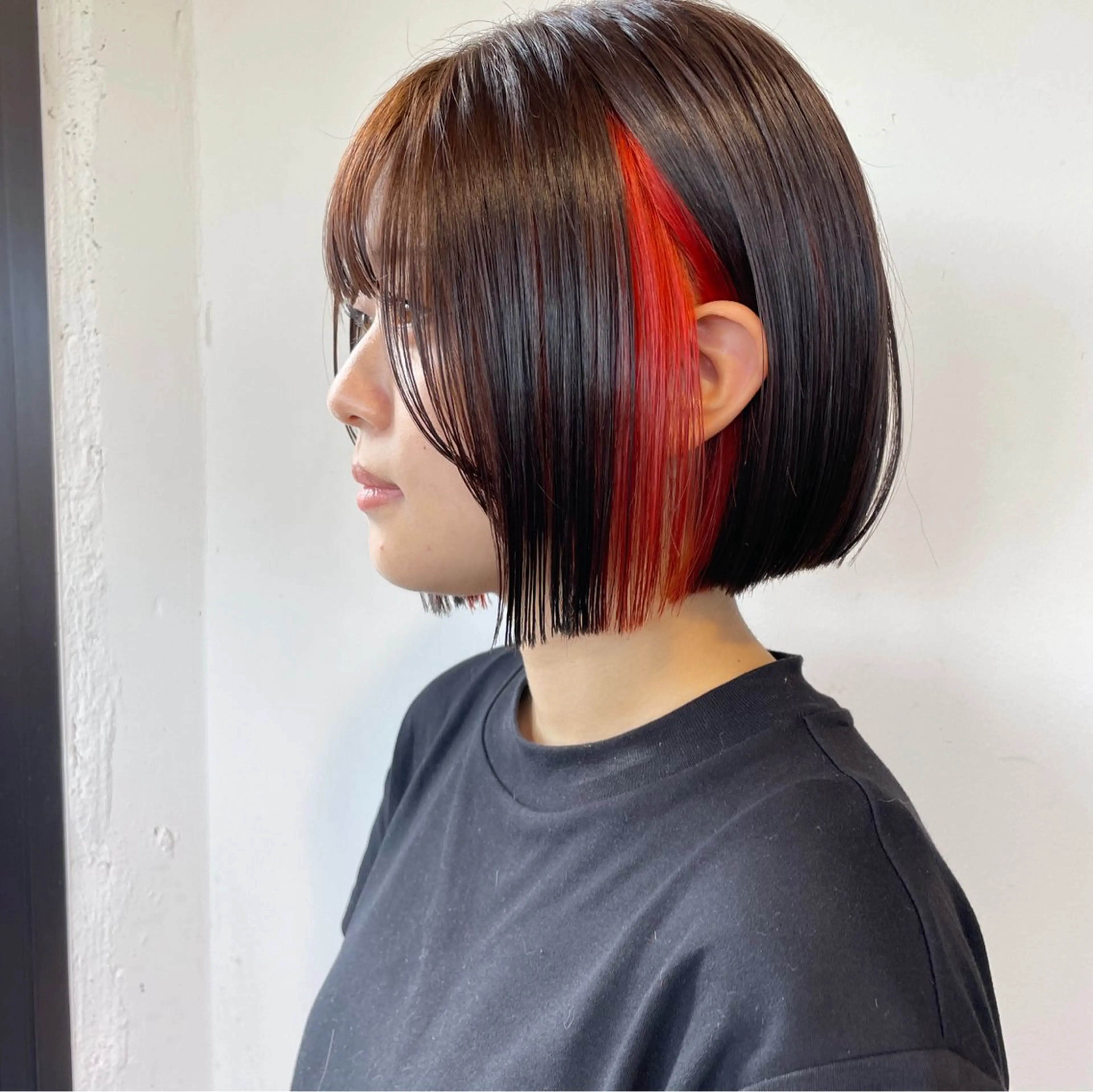 ミディアム カラー オレンジ ボブ カット ヘアカラー 似合わせヘア🤍 面田法子のヘアスタイル