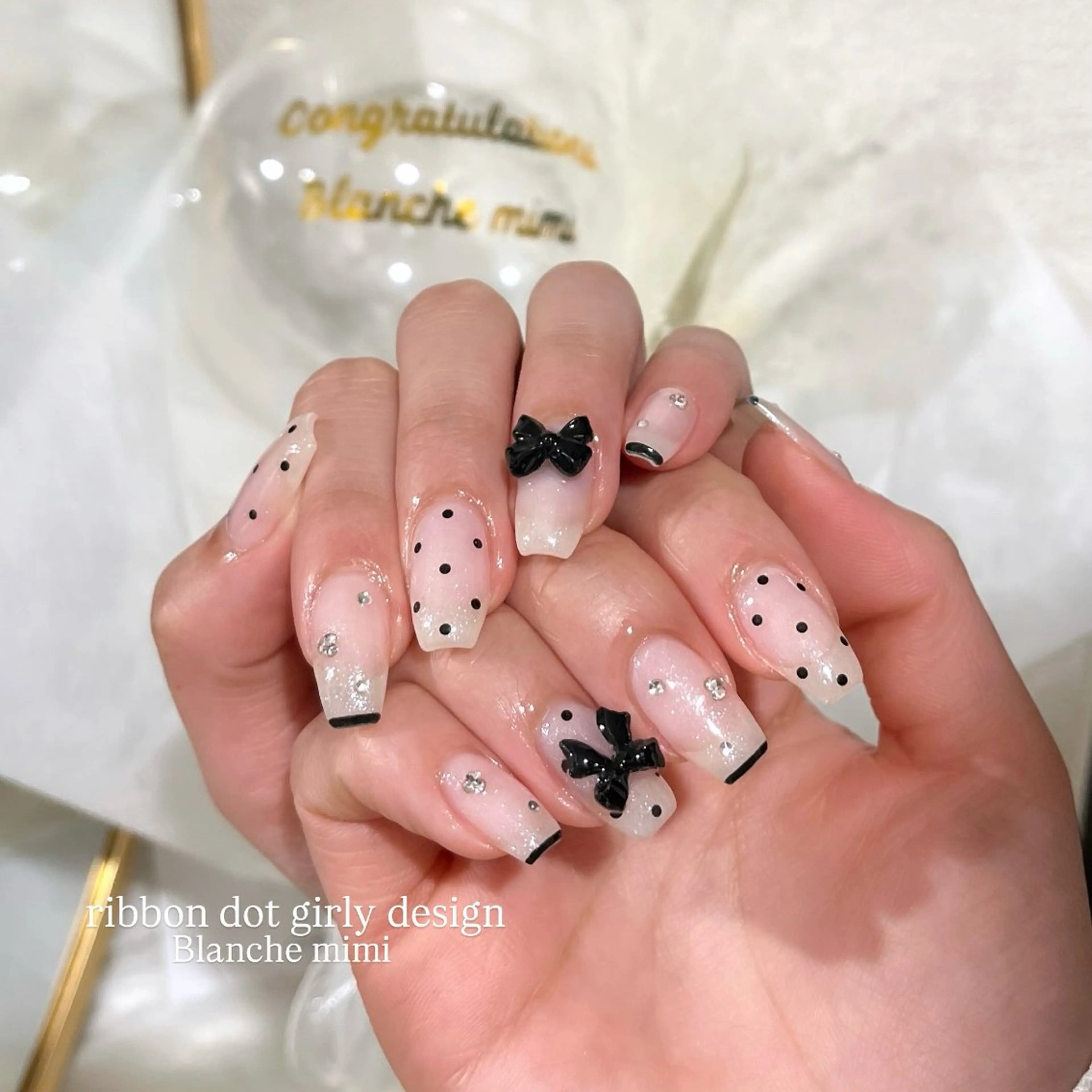 ネイル リボン ハンドネイル Blanche mimi所属・Blanche mimi.u_aのネイルデザイン