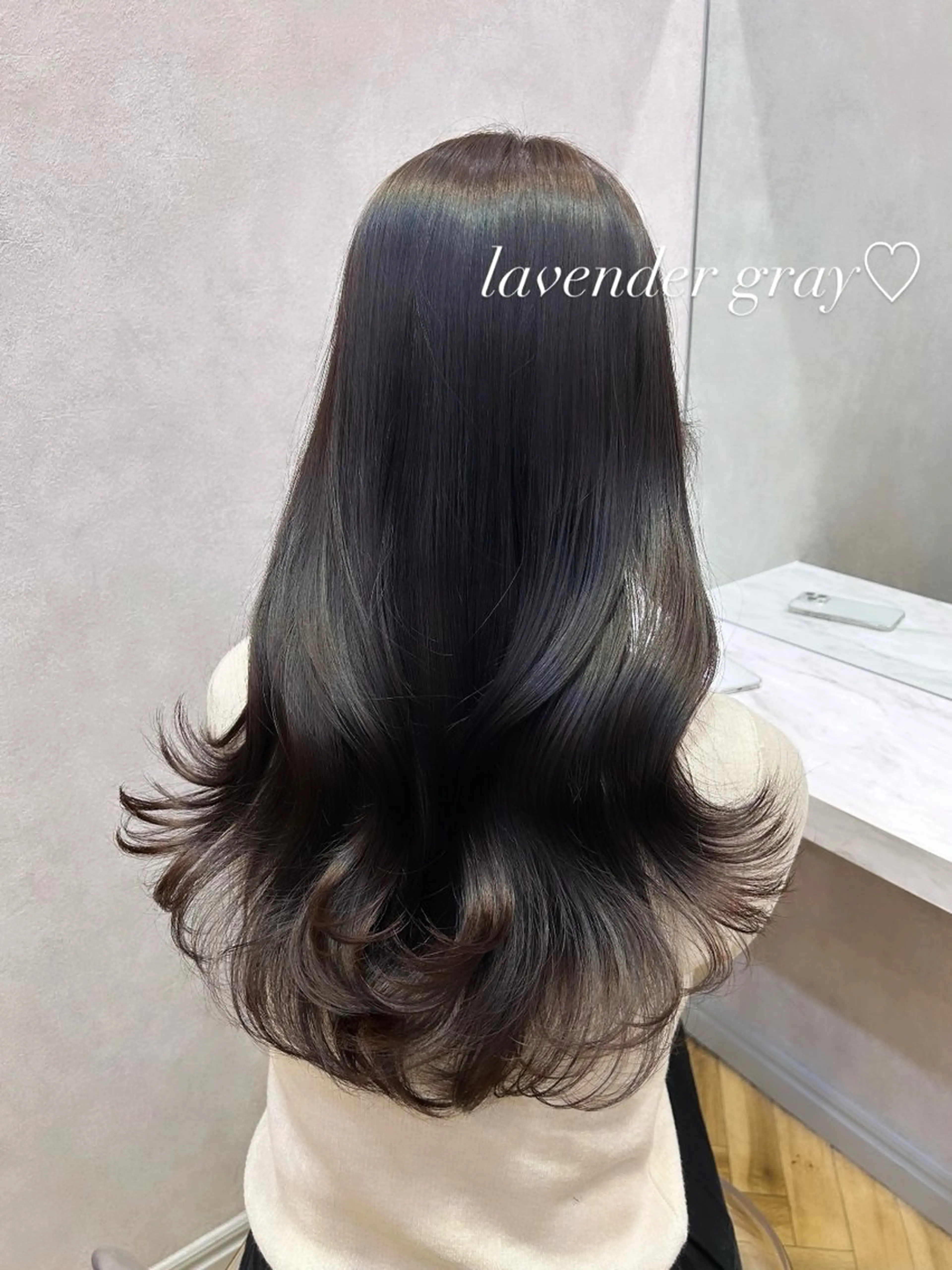ロング カラー ヘアアレンジ グレージュ ラベンダーカラー ラベンダーグレージュ ラベンダーグレー 🩷韓国ヘア/レイヤ ー🩷Maikaのヘアスタイル