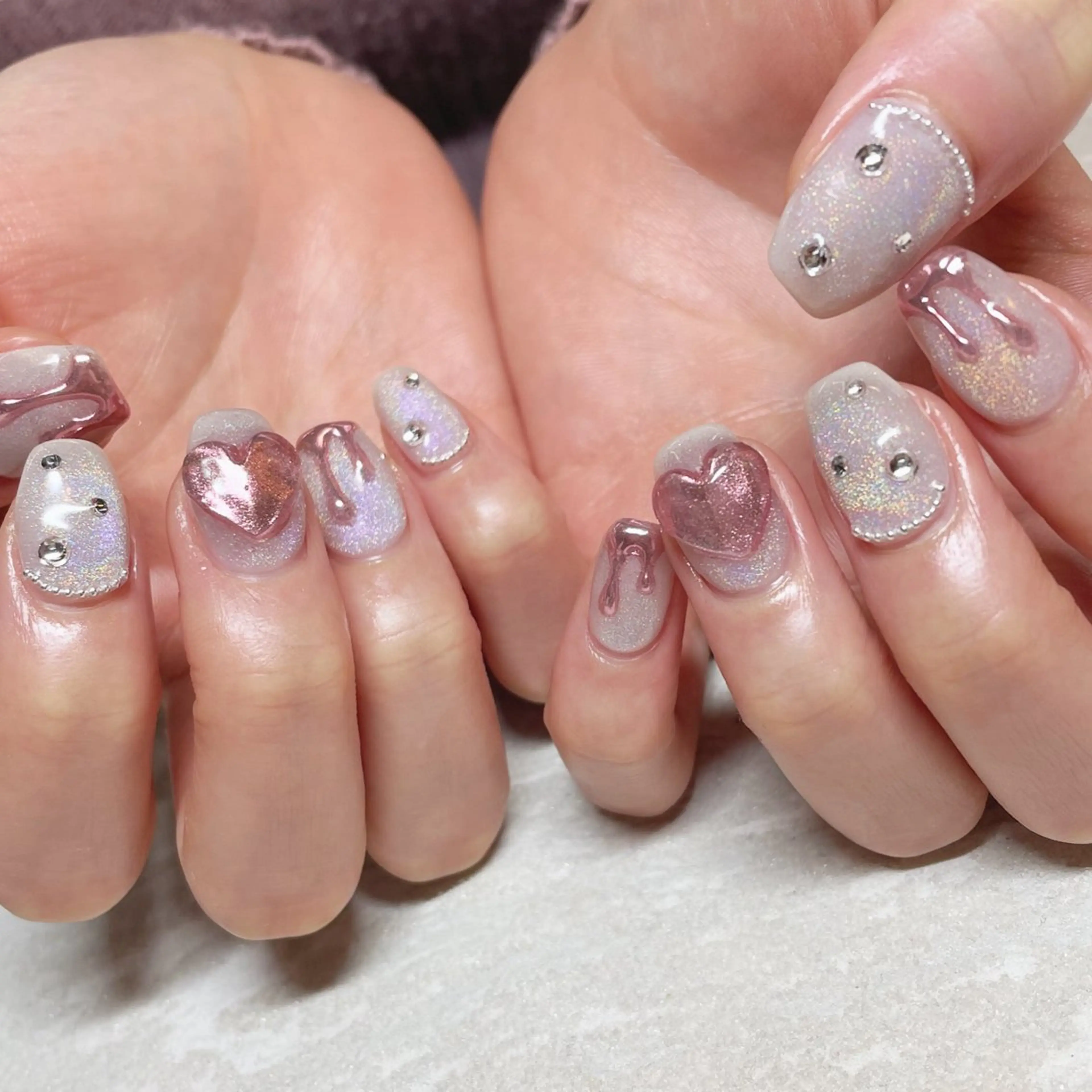 ネイル オーロラネイル ジェルネイル ハート ハンドネイル Tsukahara 🌷仙台PARCOのネイルデザイン