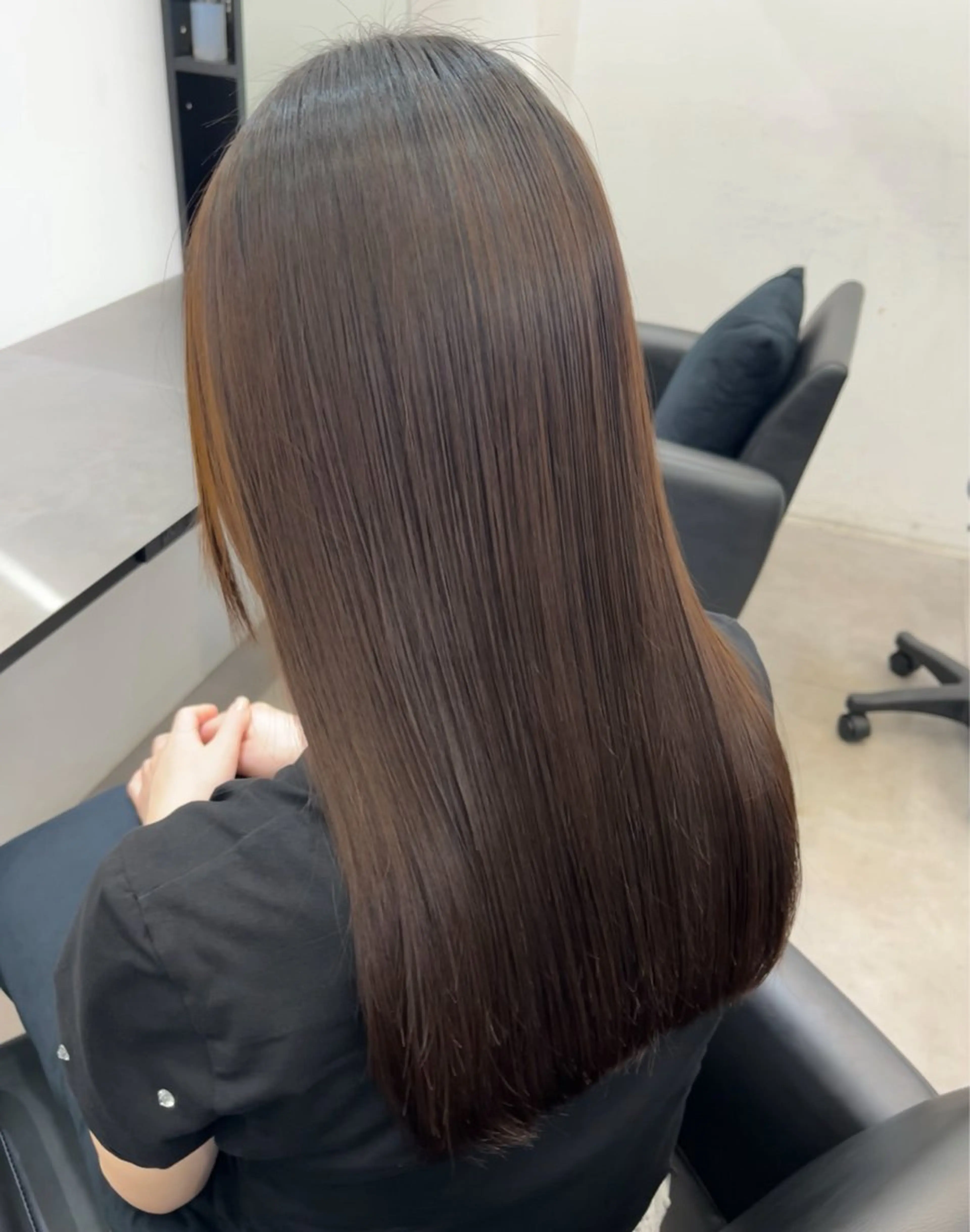 セミロング ヘアカラー 縮毛矯正 トリートメント 【髪質改善】縮毛矯正 /core梅田/西尾のヘアスタイル