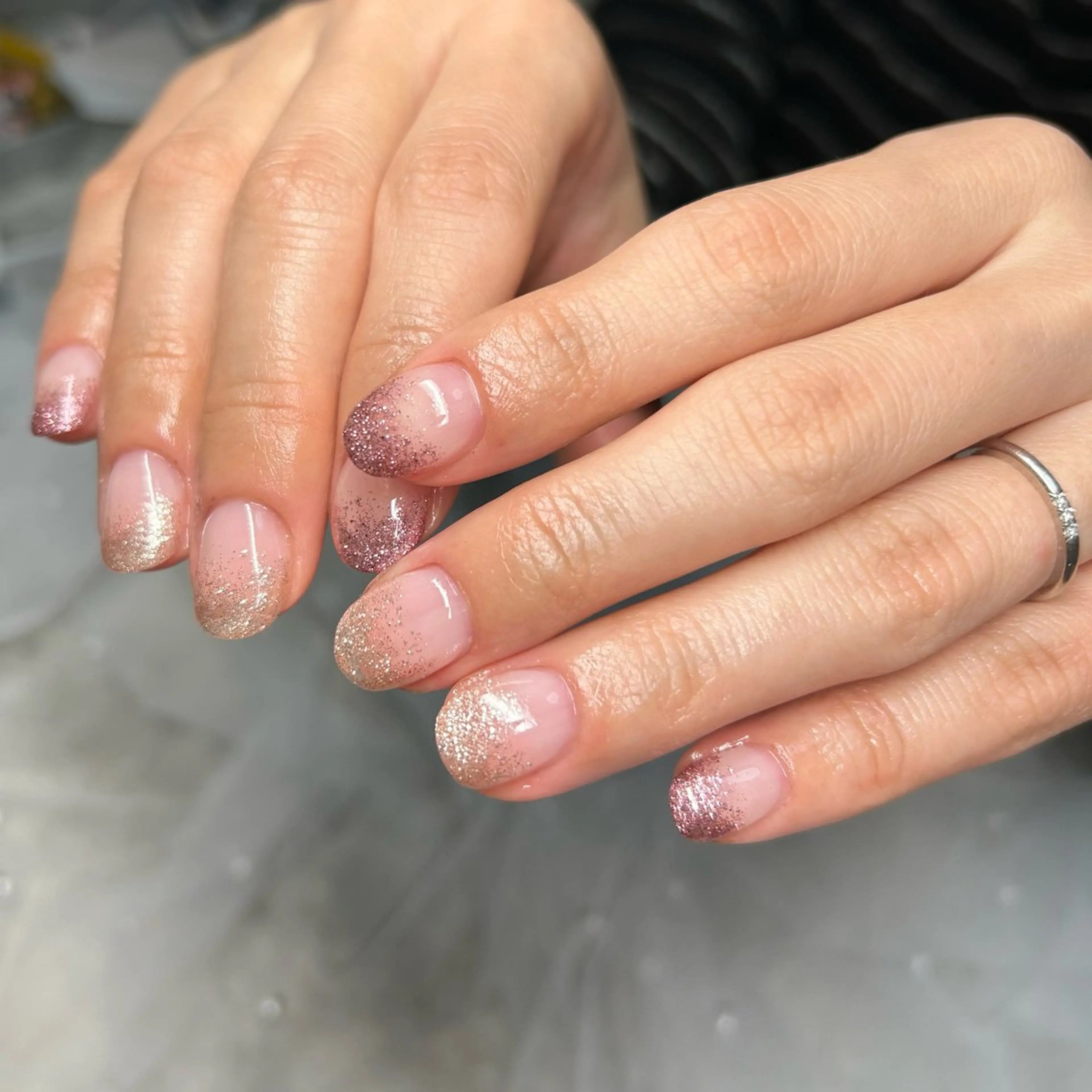 ネイル グラデーション ラメ(グリッター) ラメグラデーション ハンドネイル ten nail salon　かえでのネイルデザイン