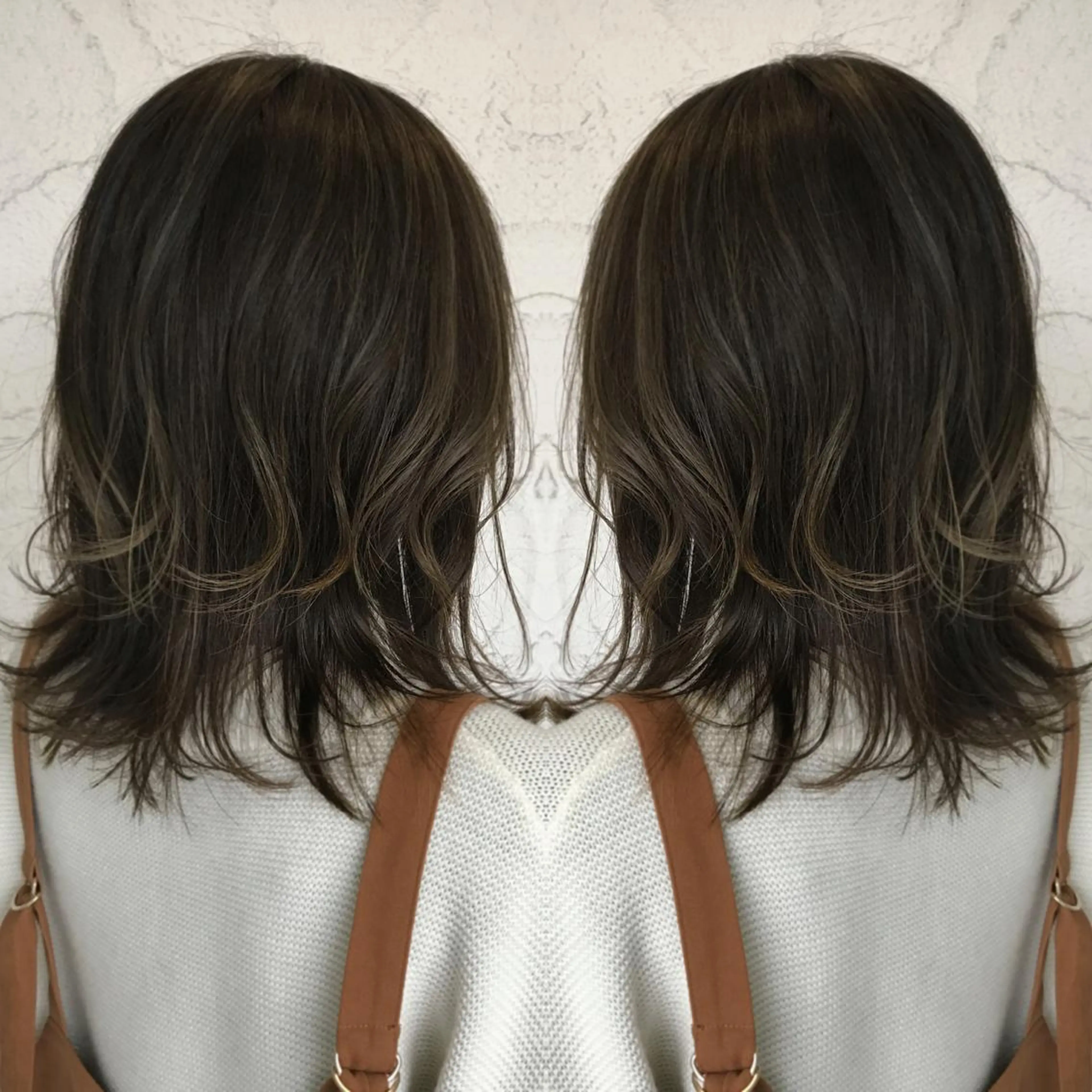 ミディアム カラー アッシュ ハイライトカラー ハイライト Jill franc _ ayanoのヘアスタイル