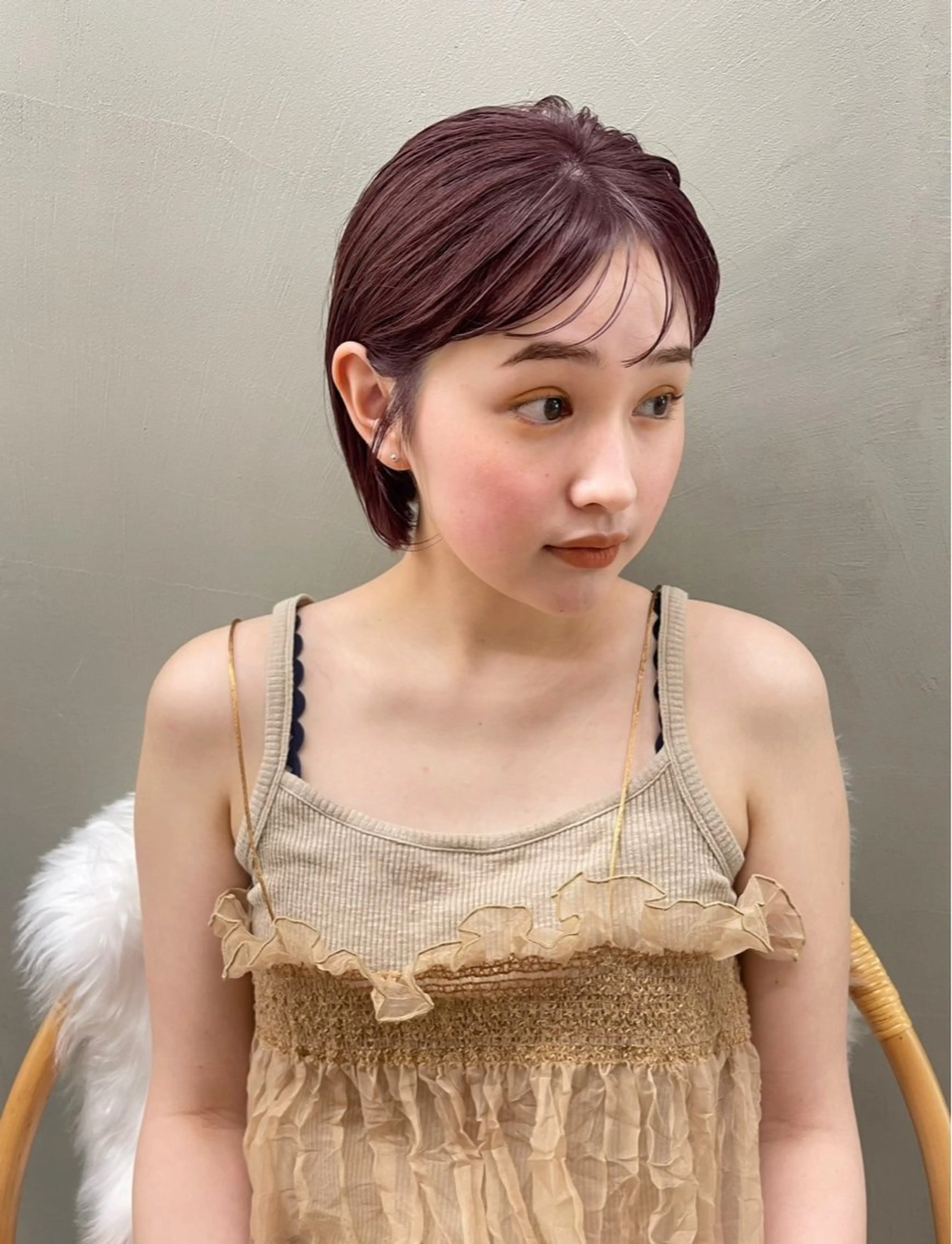 カラー ブラウンカラー ピンクカラー ヘアカラー トリートメント ヘッドスパ ayaka/暖色 /ニュアンスボブのヘアスタイル