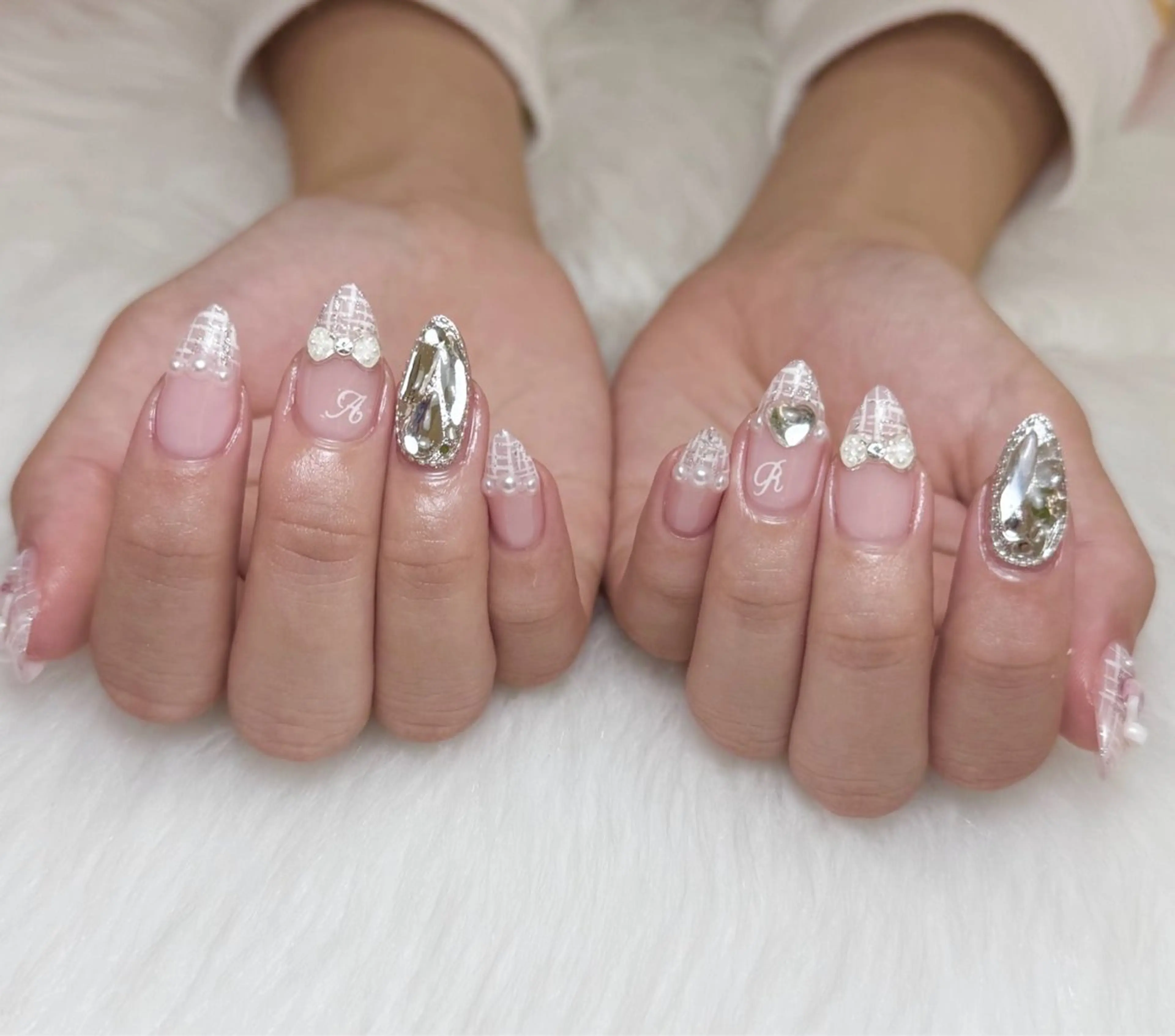 ネイル ピンク ツイードネイル ハンドネイル Darling nail salonのネイルデザイン