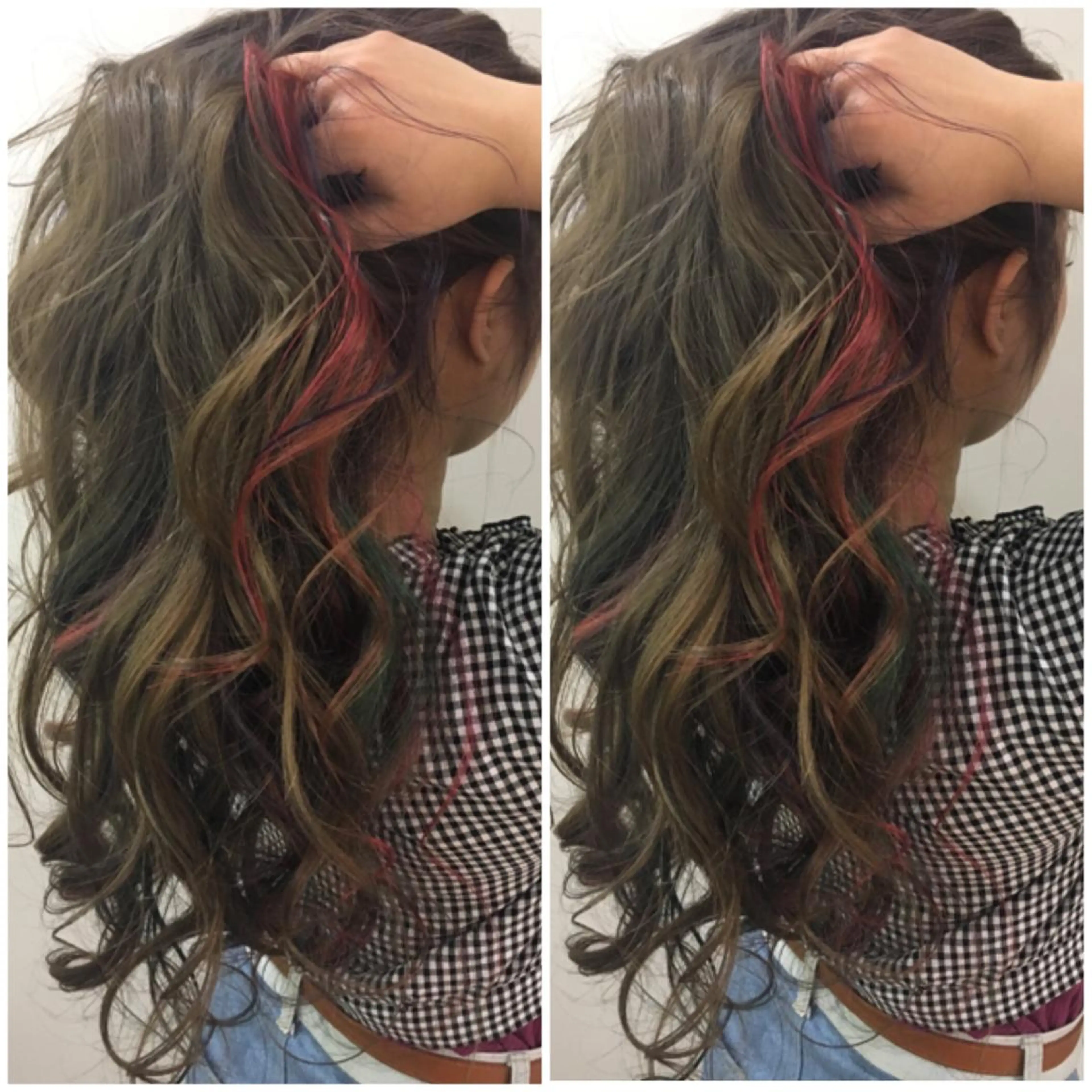 ロング カラー ヘアアレンジ ユニコーンカラー ヘアカラー きむえり/セット/ 髪質改善/カラーのヘアスタイル