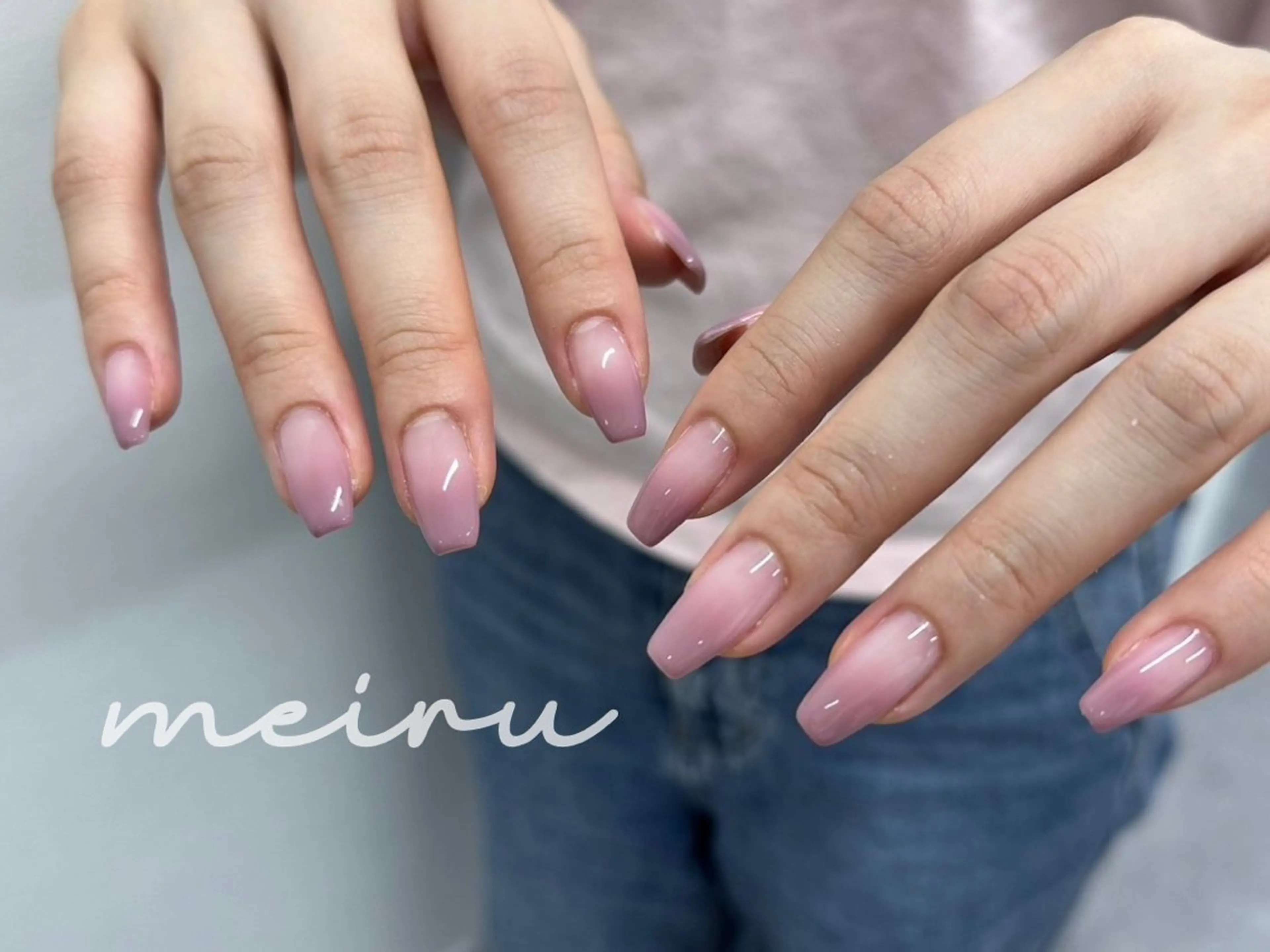 ネイル グラデーション ピンク パープル ハンドネイル ハンドケア 🤍meiru 🤍ネイリストのネイルデザイン
