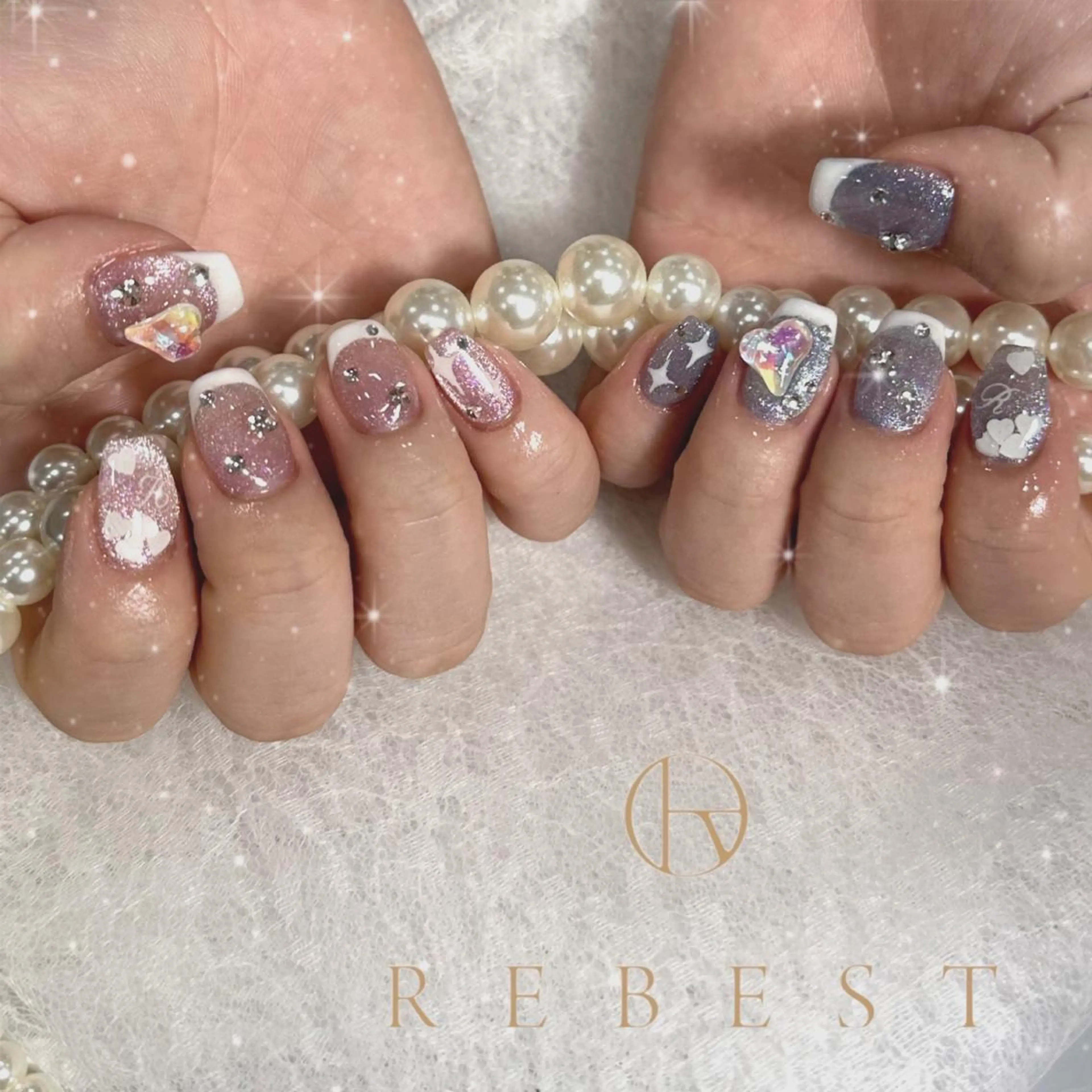 ネイル ハンドネイル ❤️💛🩵京橋 痛ネイル⭐️3Dのネイルデザイン