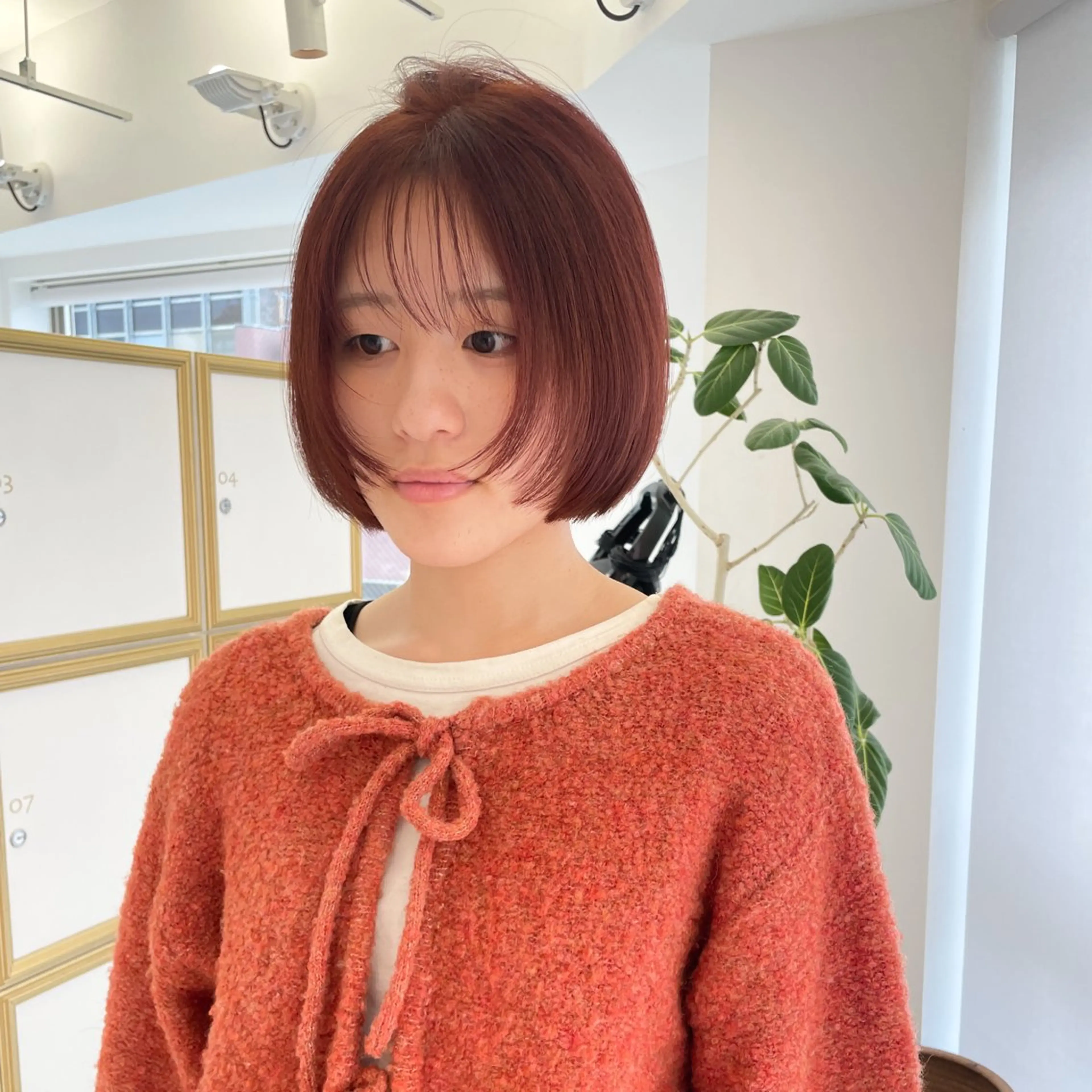 ミディアム ボブレイヤー ボブ 顔まわりレイヤー レイヤーカット カット ヘアカラー 似合わせヘア🤍 面田法子のヘアスタイル
