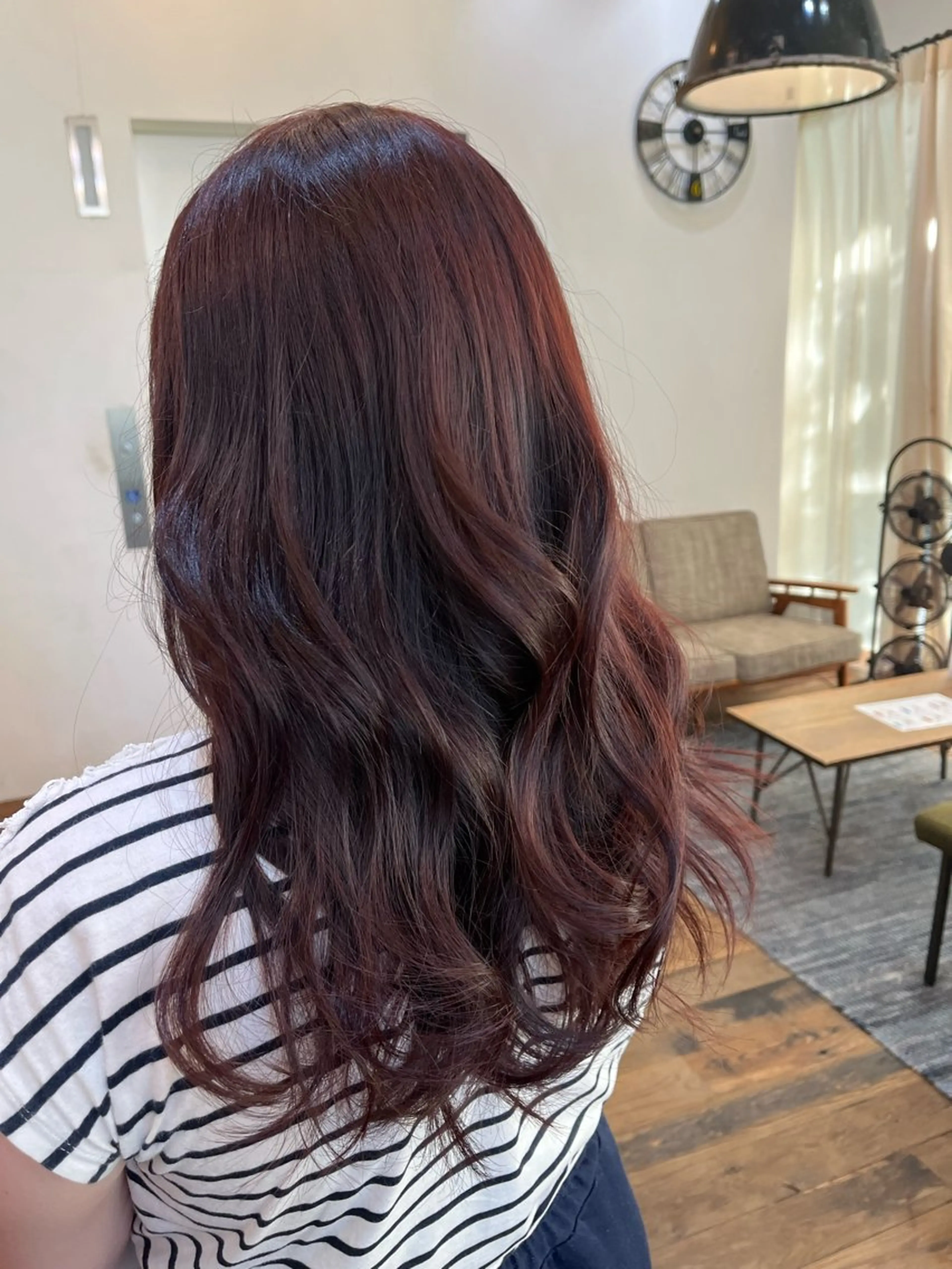 カラー ブリーチ ダブルカラー ブリーチなしカラー レッドカラー 東　茉央/コテ巻き パーマ🧸銀座のヘアスタイル